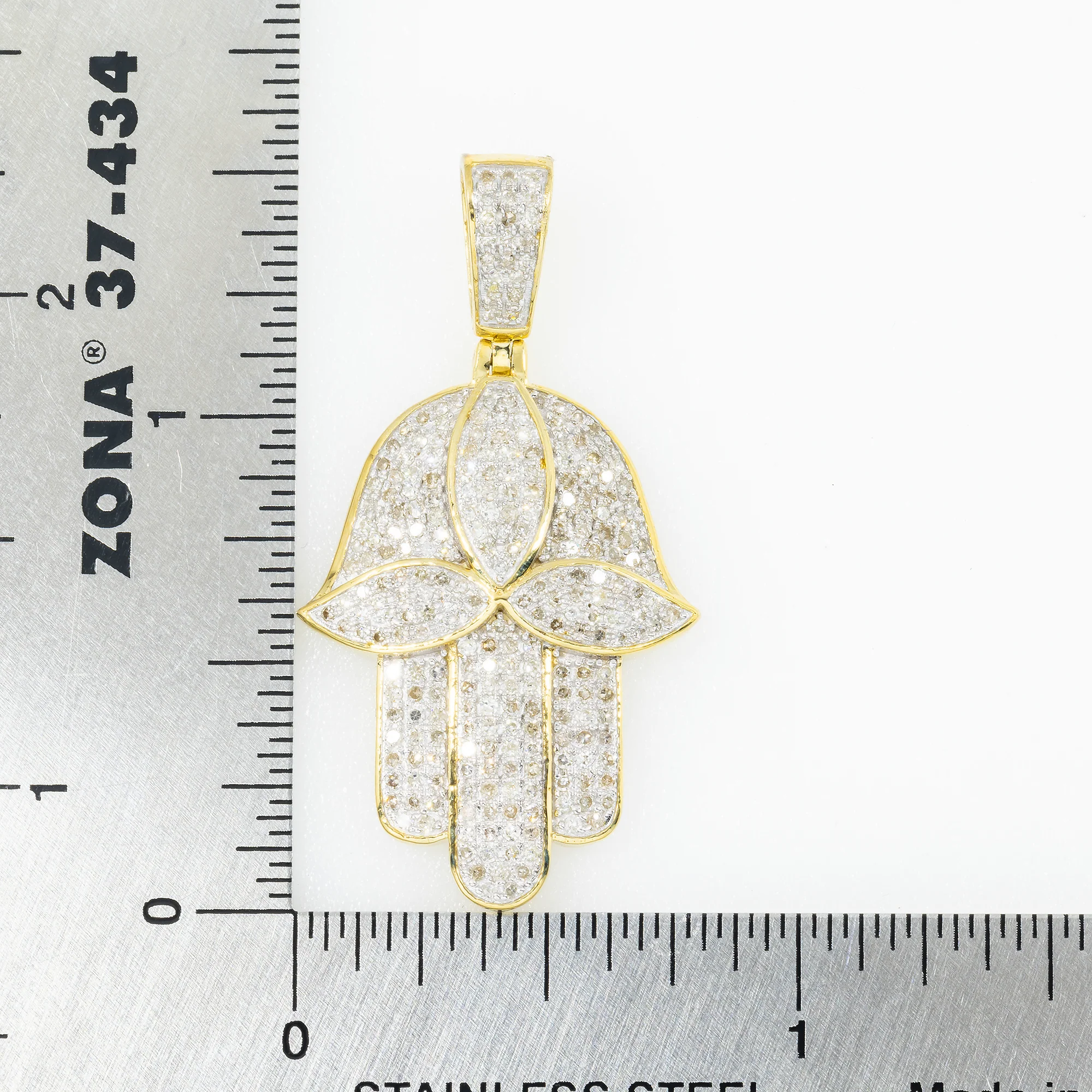 10K GOLD DIAMOND HAMSA PENDANT 0.86 CT - Image 4