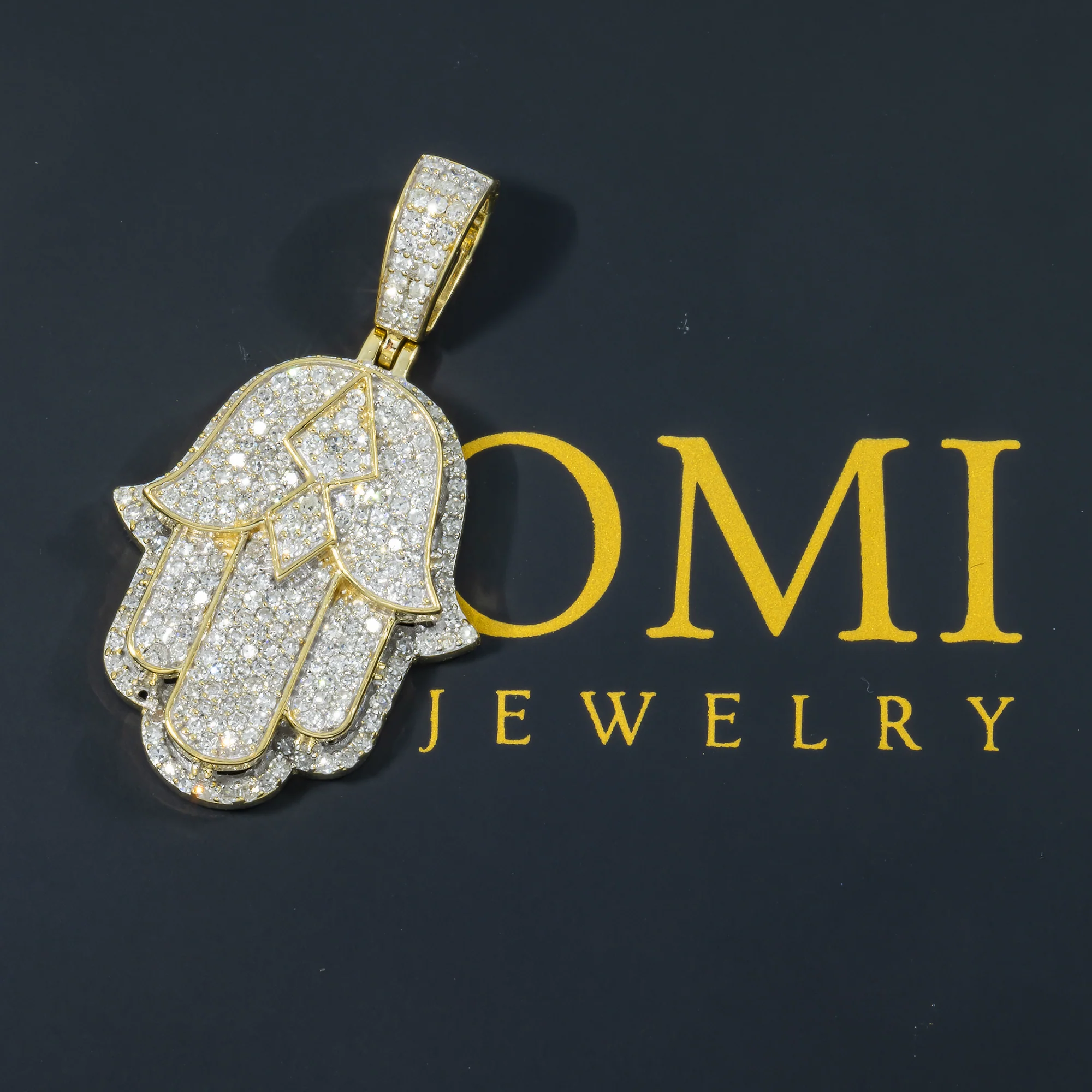 10K GOLD DIAMOND HAMSA PENDANT 1.15 CT - Image 2