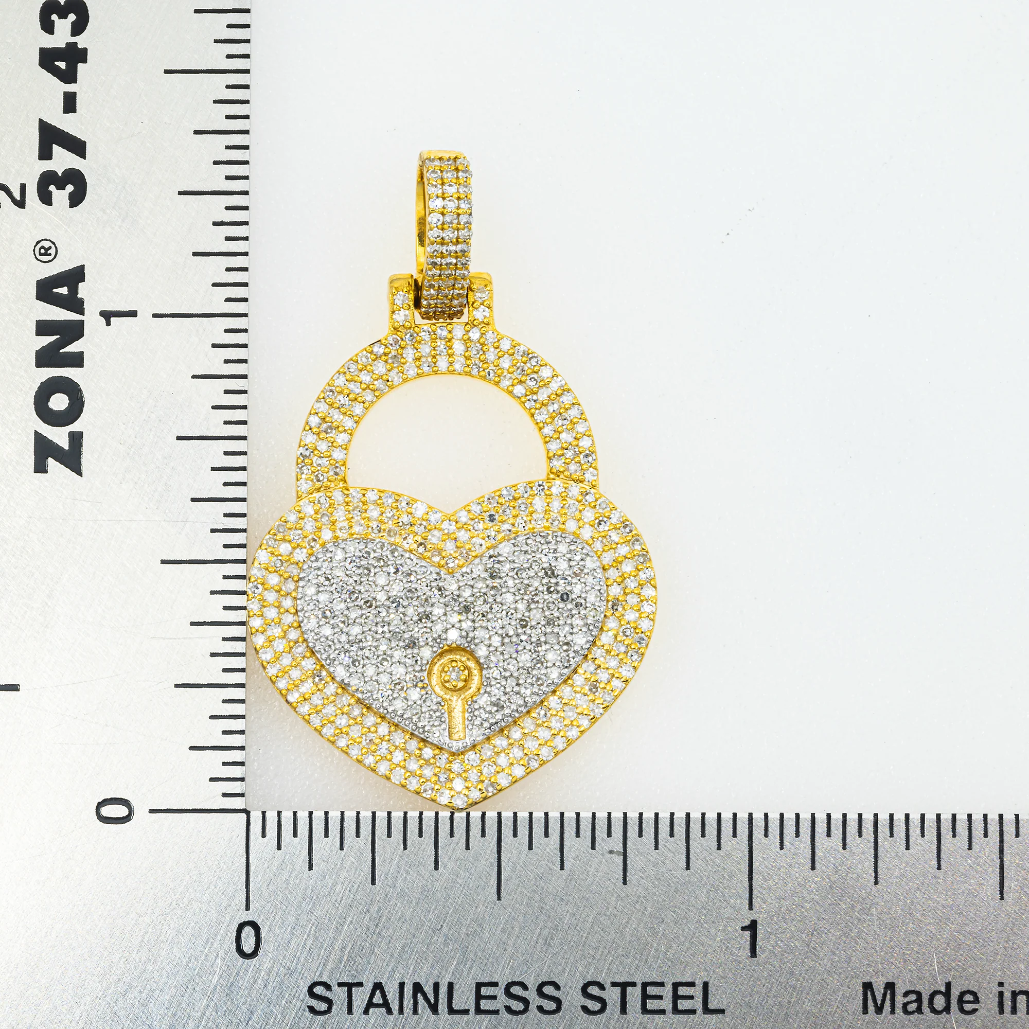 10K GOLD DIAMOND HEART LOCK PENDANT 0.95 CT - Image 4