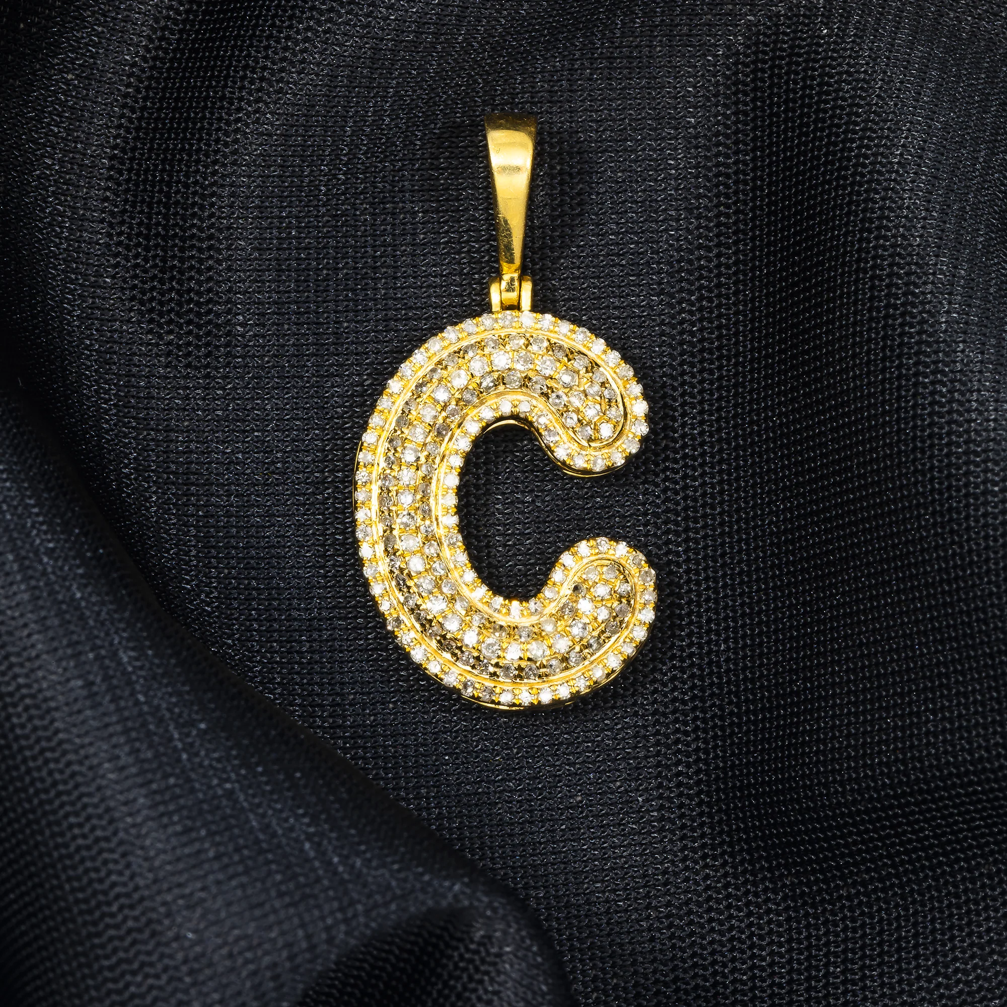 10K GOLD DIAMOND INITIAL LETTER C PENDANT 0.63 CT - Image 2