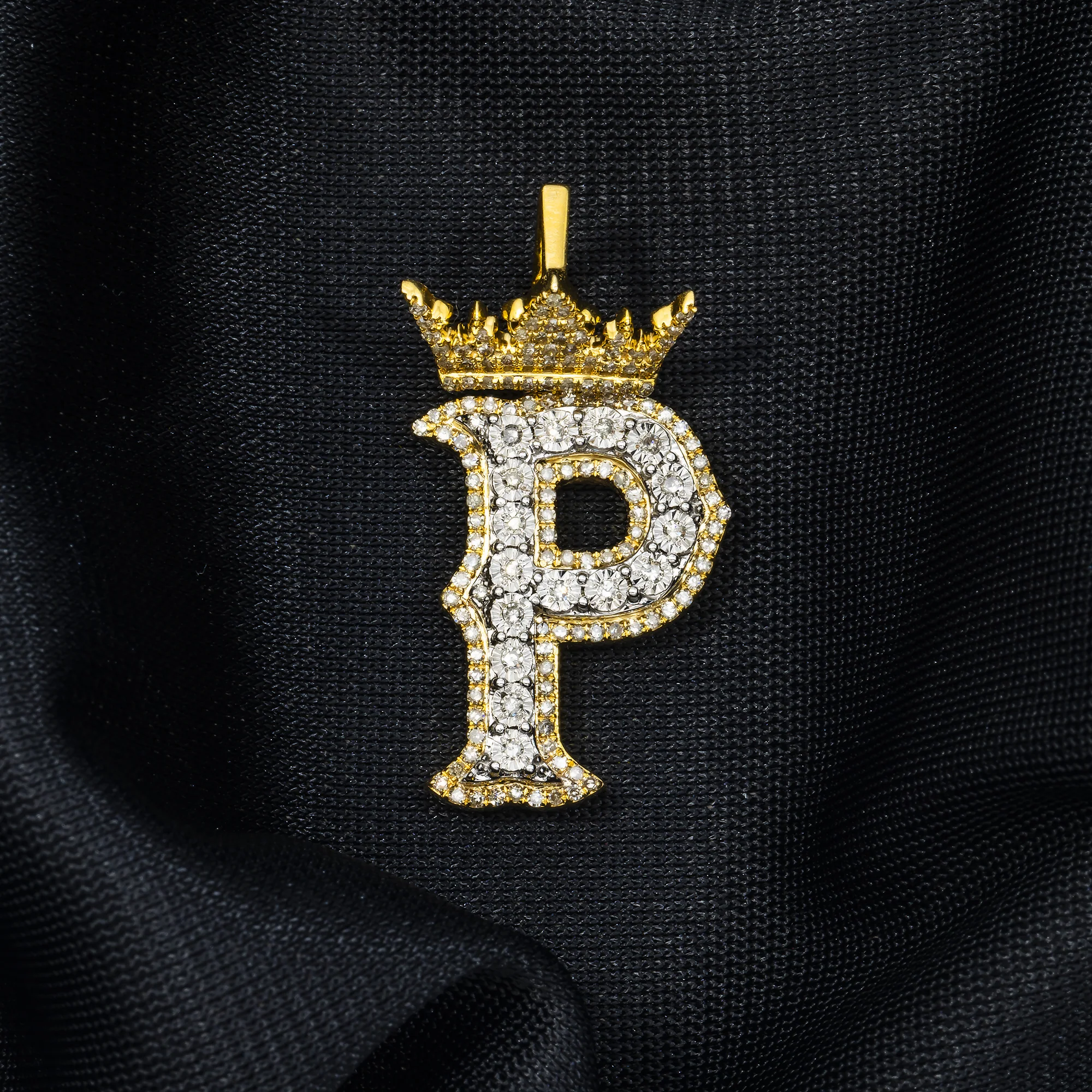 10K GOLD DIAMOND INITIAL LETTER P PENDANT 0.53 CT - Image 2