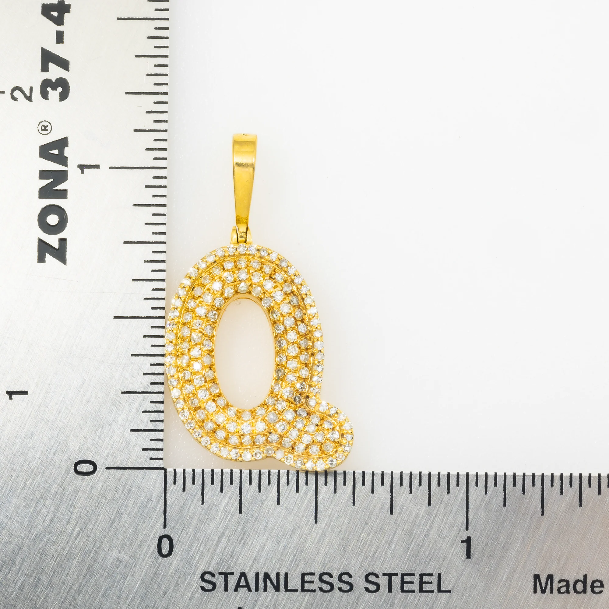 10K GOLD DIAMOND INITIAL LETTER Q PENDANT 0.60 CT - Image 3
