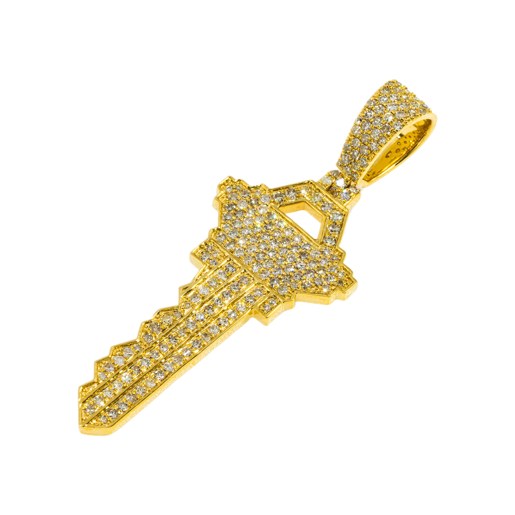 10K GOLD DIAMOND KEY PENDANT 1.26 CT - Image 3