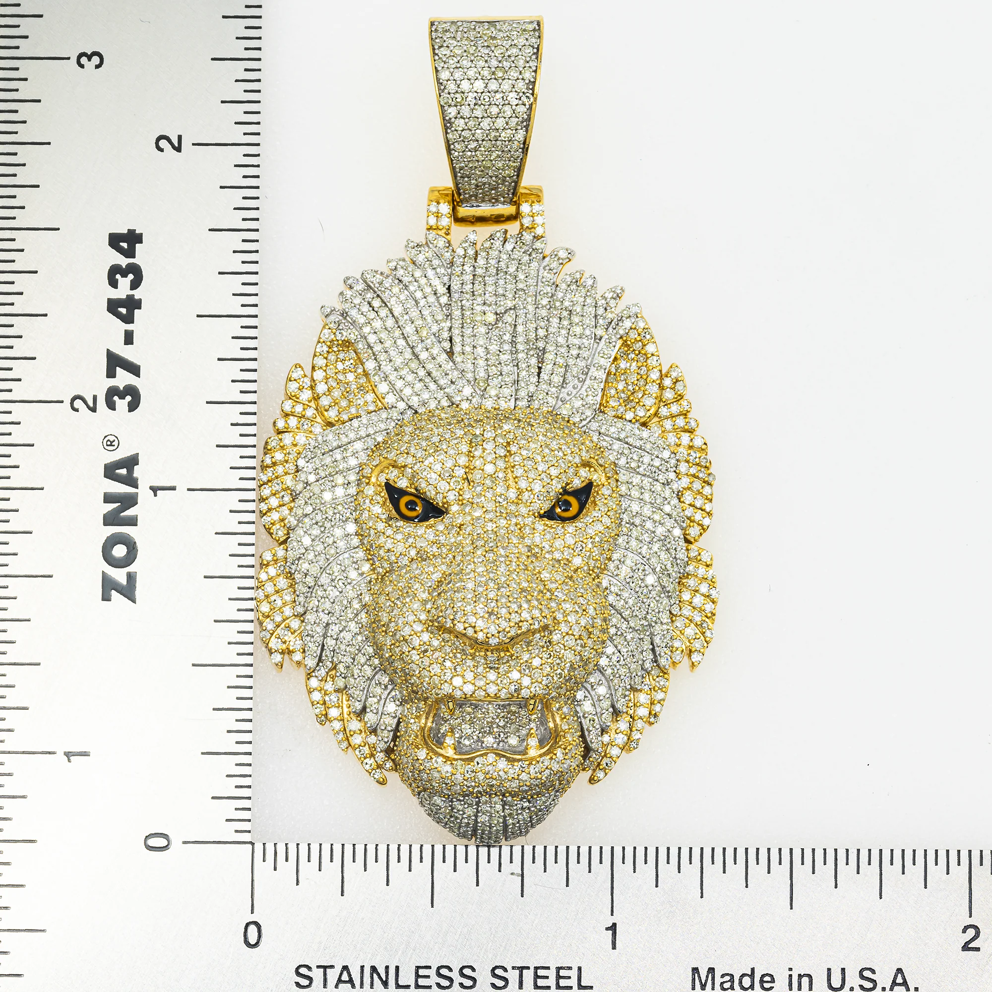 10K GOLD DIAMOND LION HEAD PENDANT 4.56 CT - Image 4