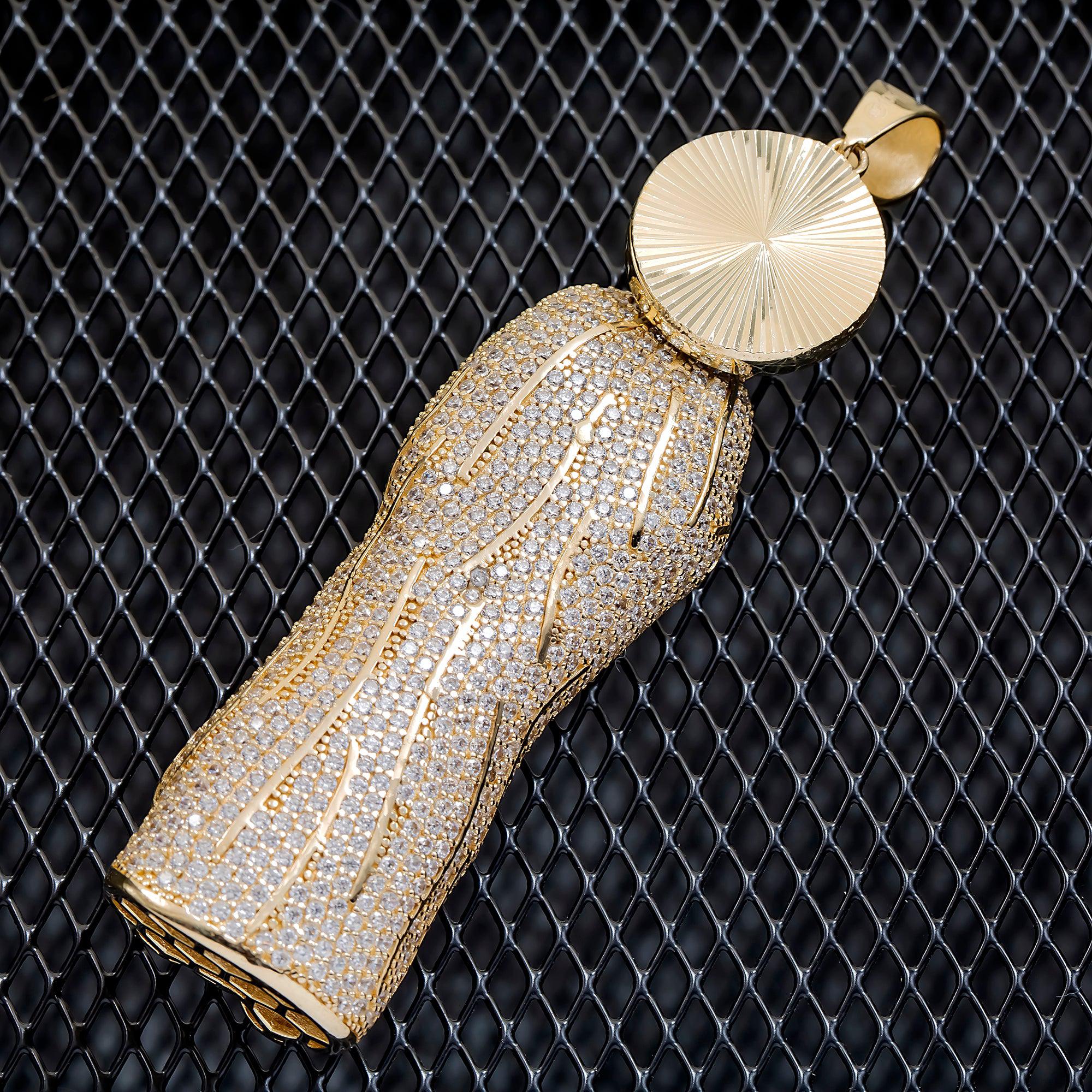 10K GOLD DIAMOND MOTHER MARY PENDANT 38.7G - Image 3