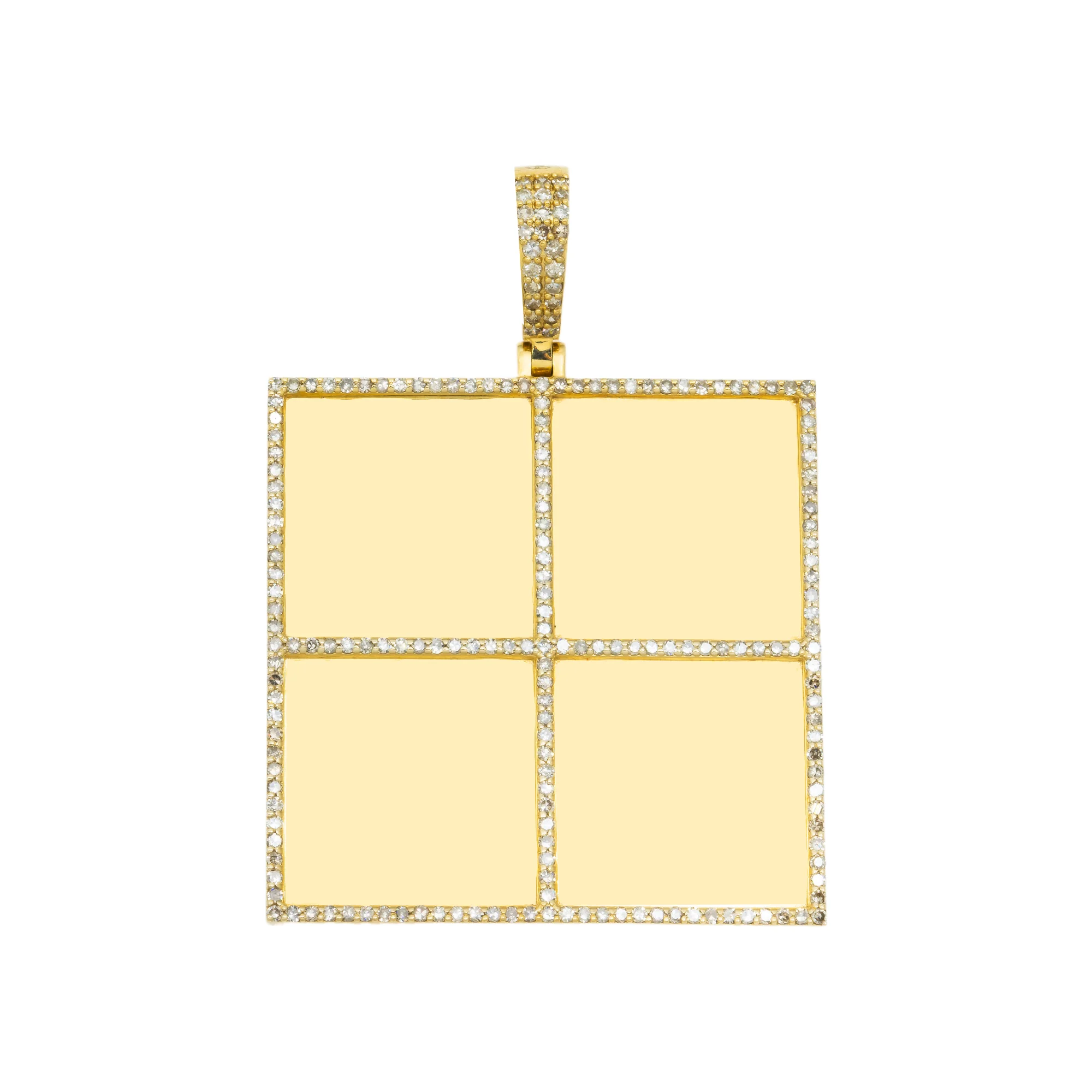 10K GOLD DIAMOND MULTI-PHOTO SQUARE PICTURE PENDANT 2.68 CT