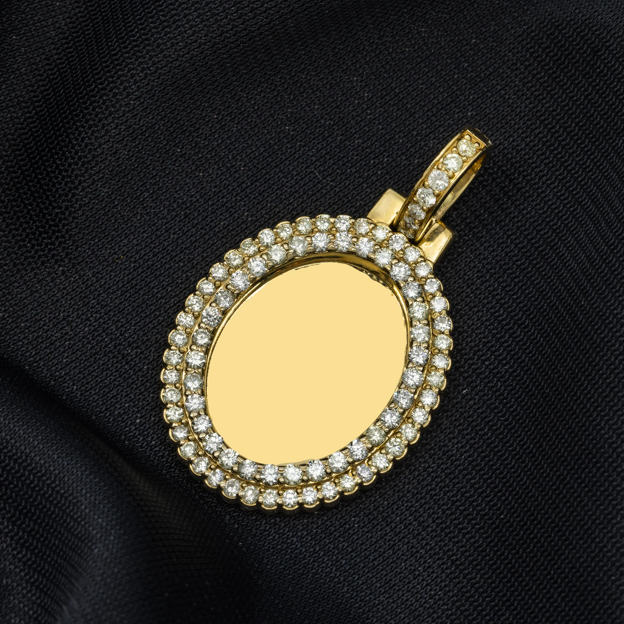 10K GOLD DIAMOND OVAL PICTURE PENDANT 1.68 CT - Image 2