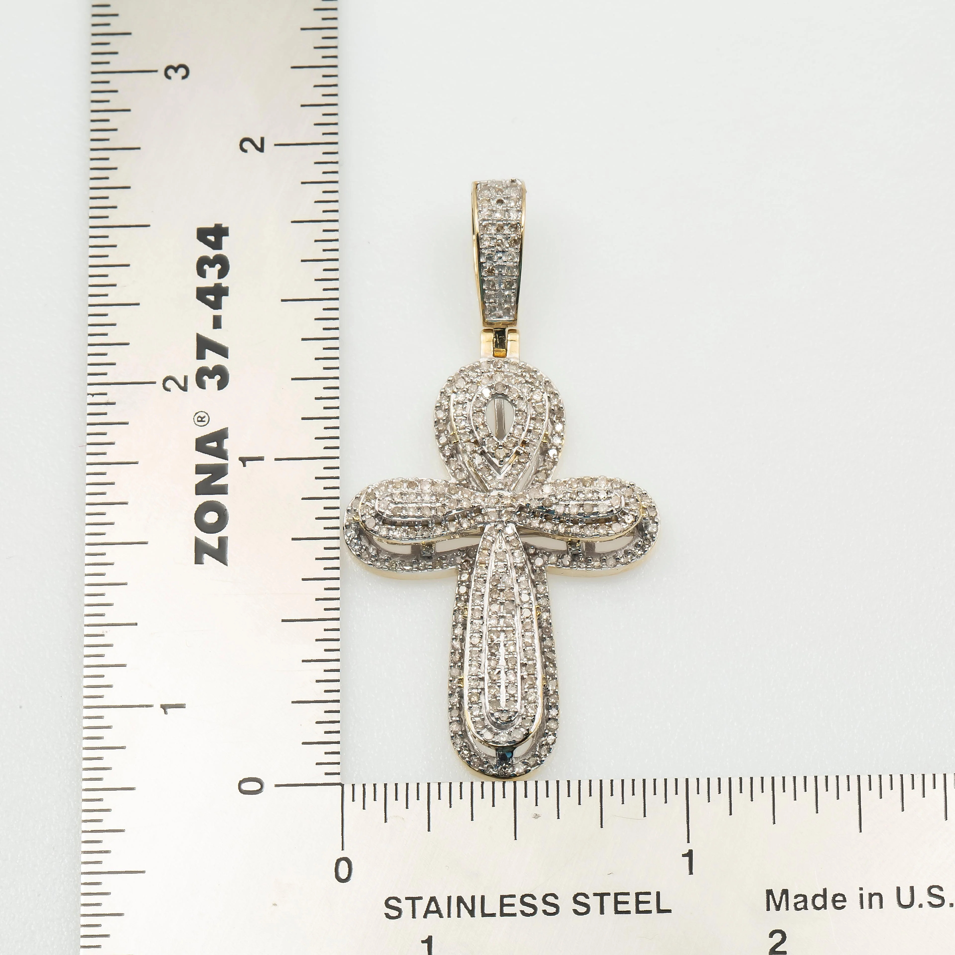 10K GOLD DIAMOND ROUNDED CROSS PENDANT 0.97 CT - Image 3
