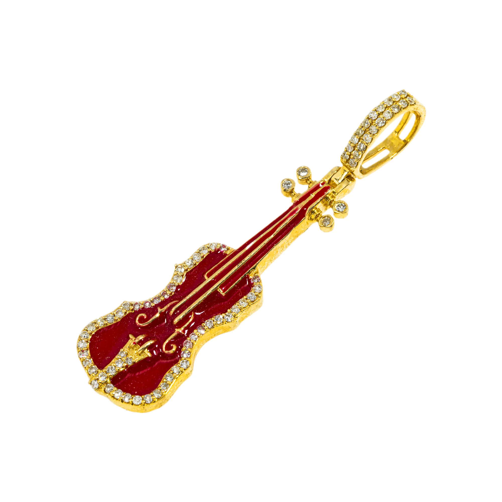 10K GOLD DIAMOND VIOLIN PENDANT 0.34 CT - Image 3