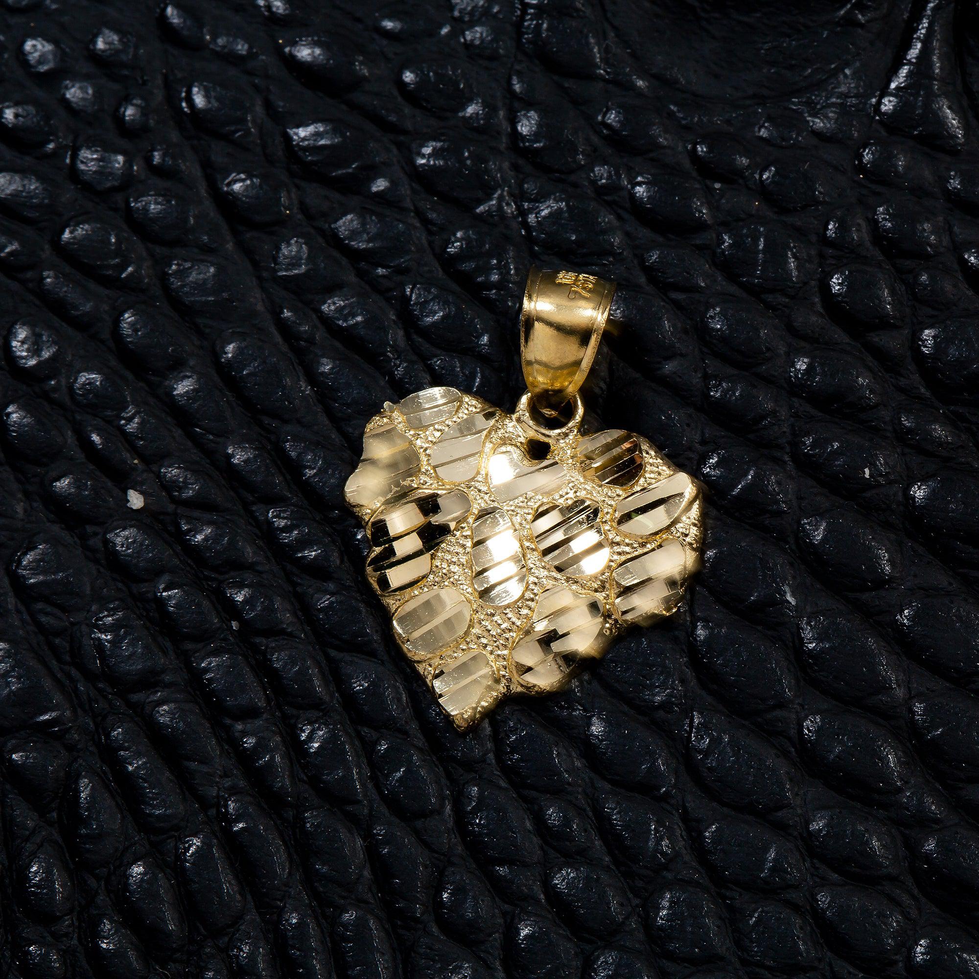 10K GOLD HEART NUGGET PENDANT 0.96" - Image 2