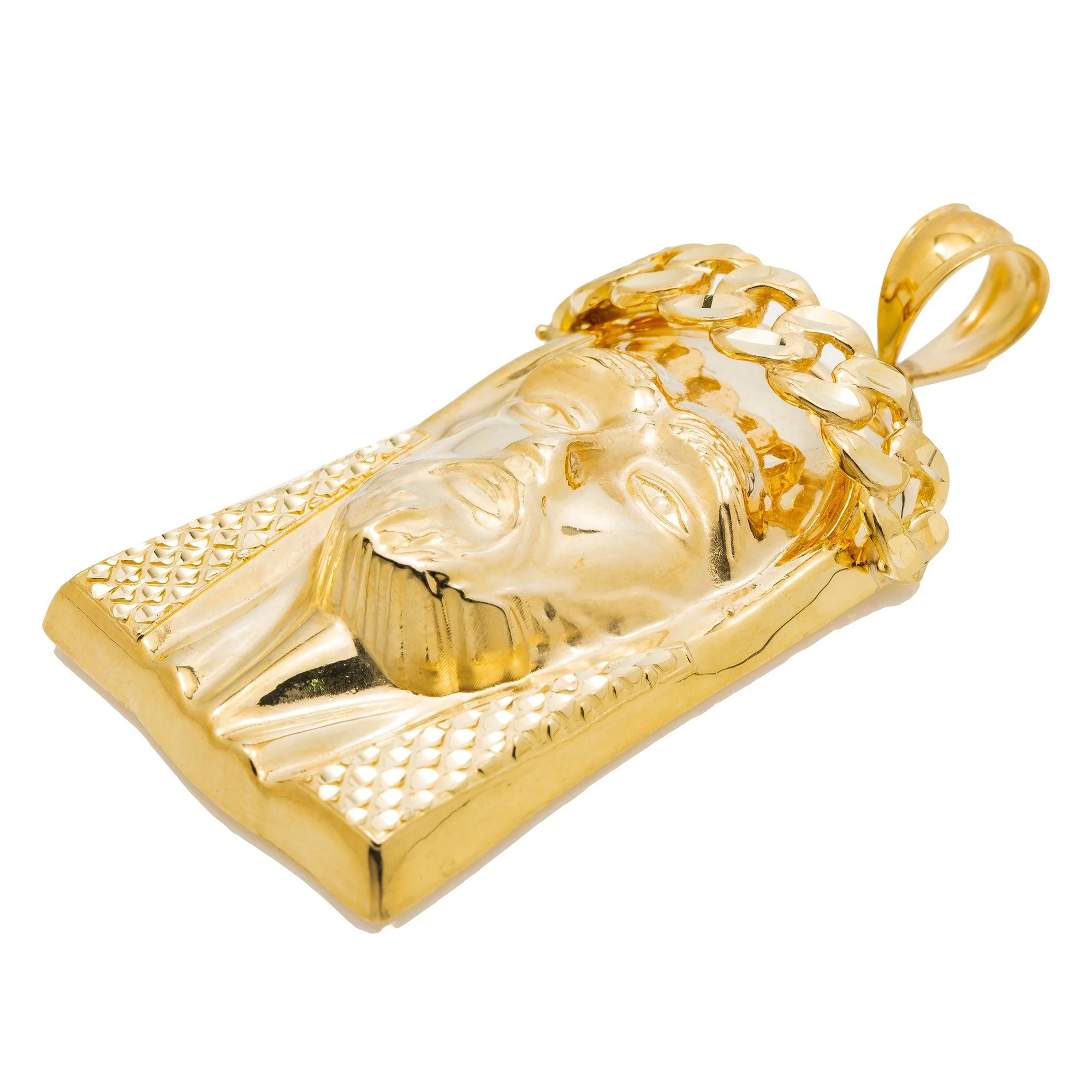 10K GOLD JESUS HEAD PENDANT 2.6" - Image 2