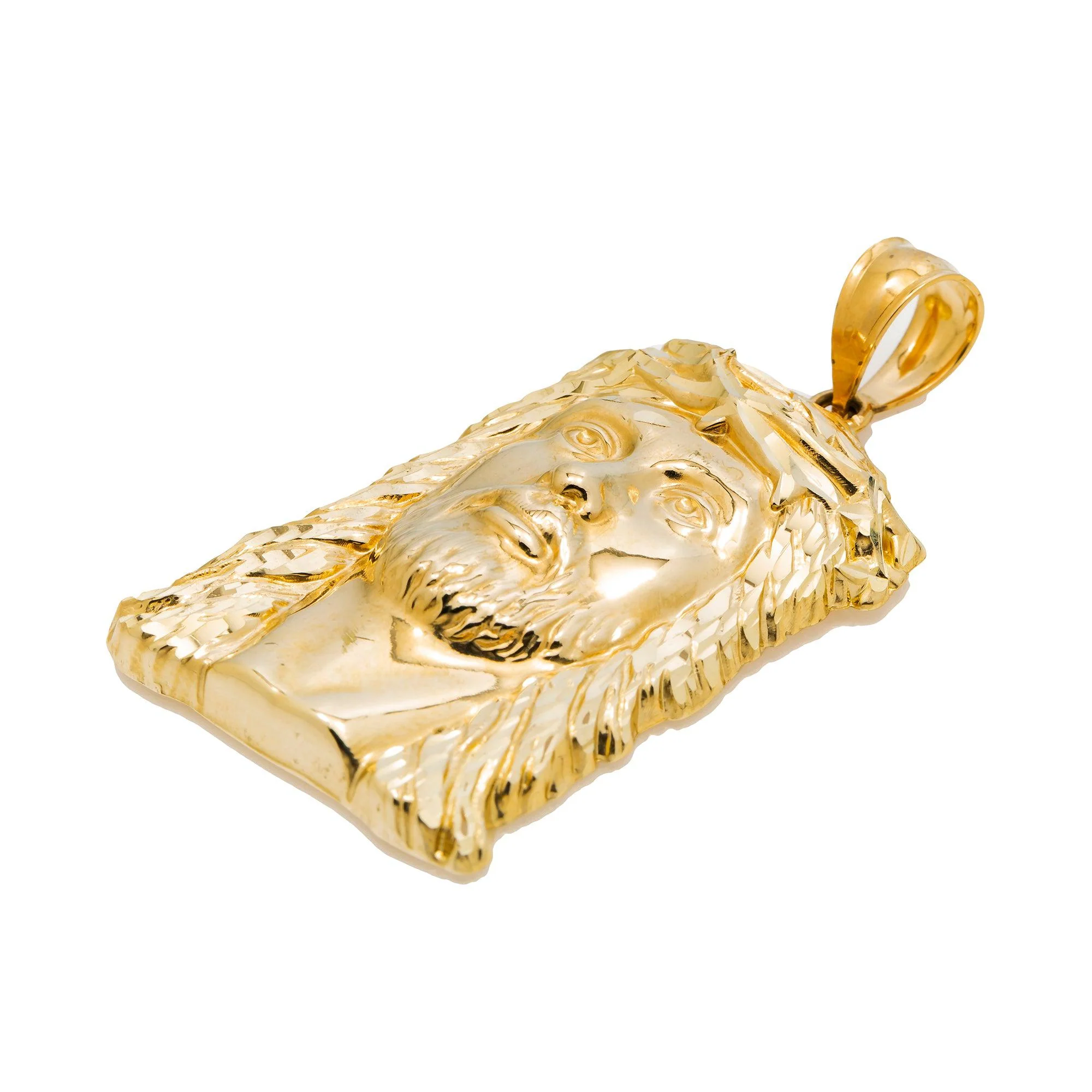 10K GOLD JESUS HEAD PENDANT 2.5" - Image 2