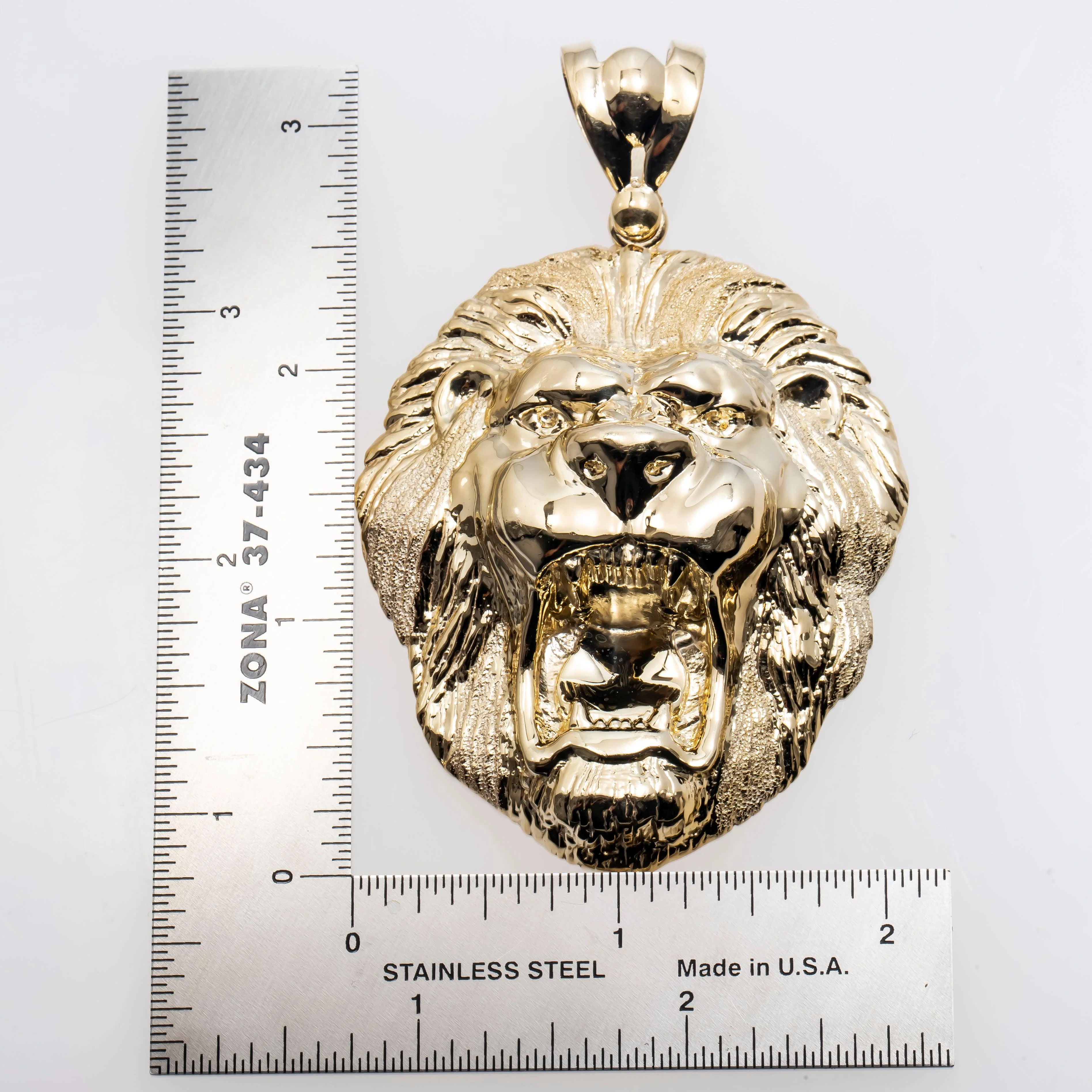 10K GOLD LION HEAD PENDANT 28.2G - Image 3