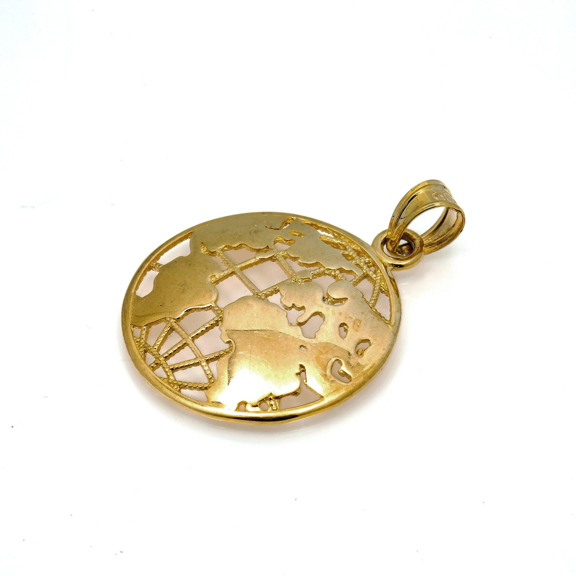 10K GOLD OPEN WORLD PENDANT 1.12" - Image 2