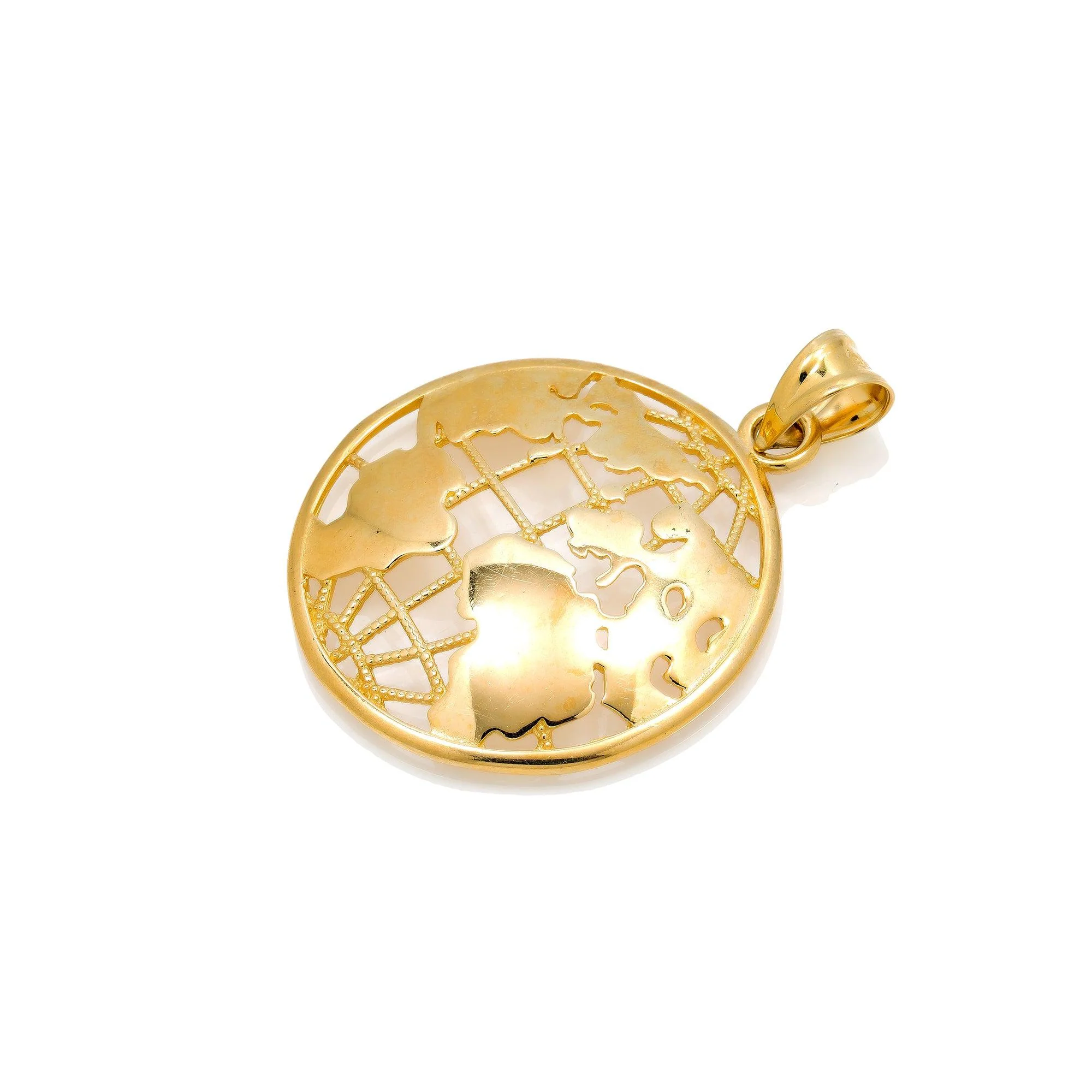 10K GOLD OPEN WORLD PENDANT 1.55" - Image 2