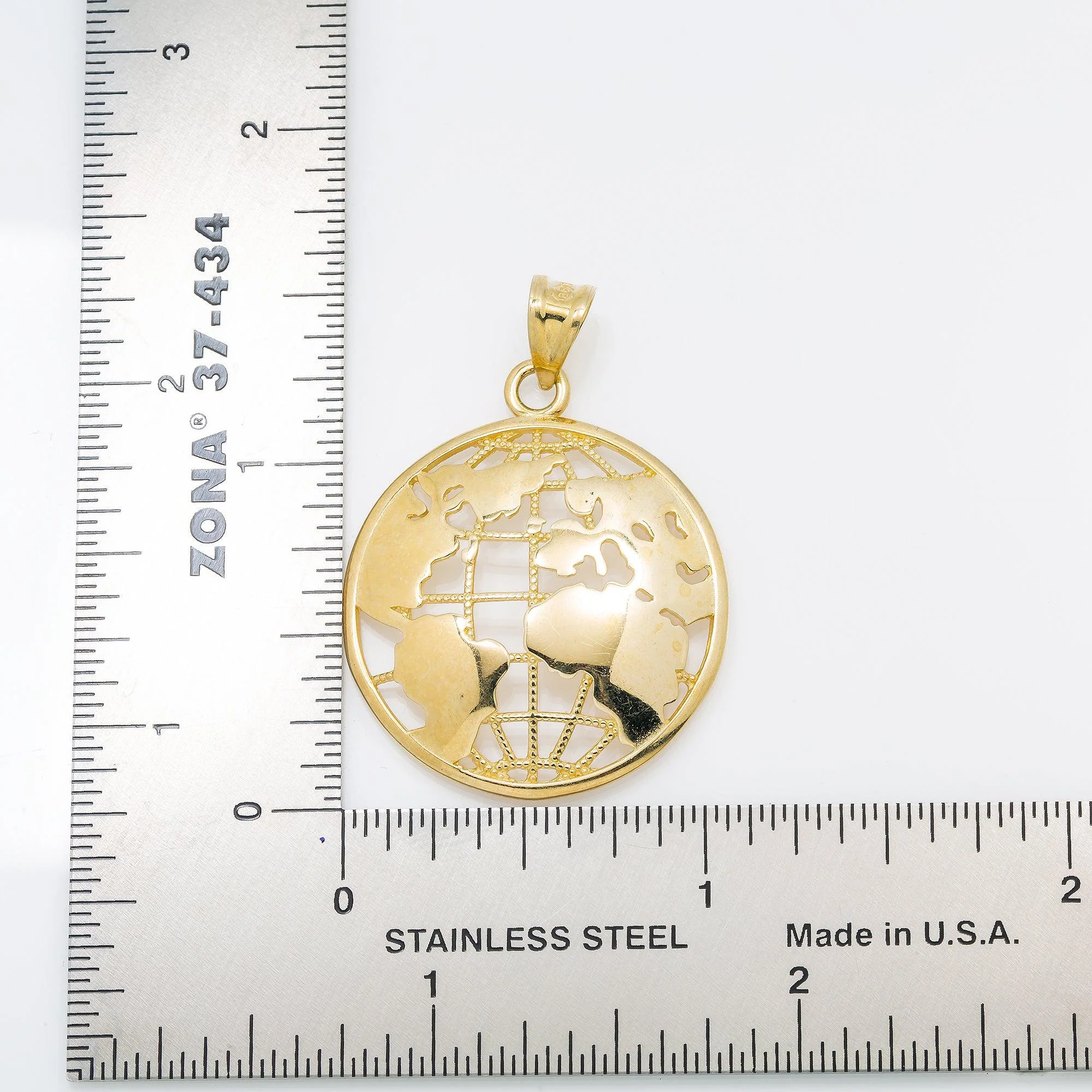 10K GOLD OPEN WORLD PENDANT 1.55" - Image 3