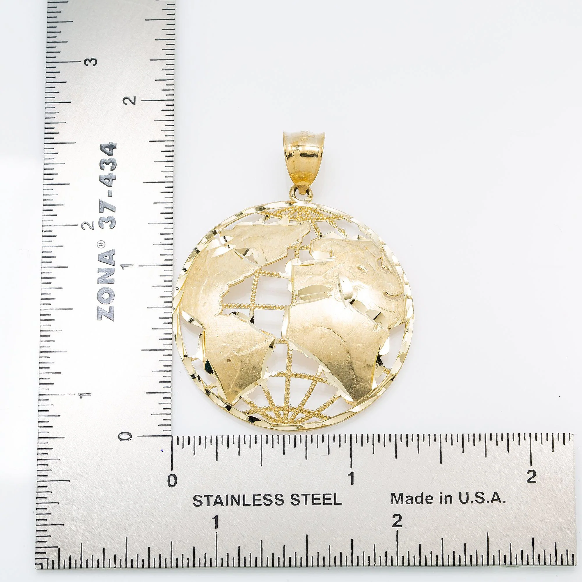 10K GOLD OPEN WORLD PENDANT 1.6" - Image 4