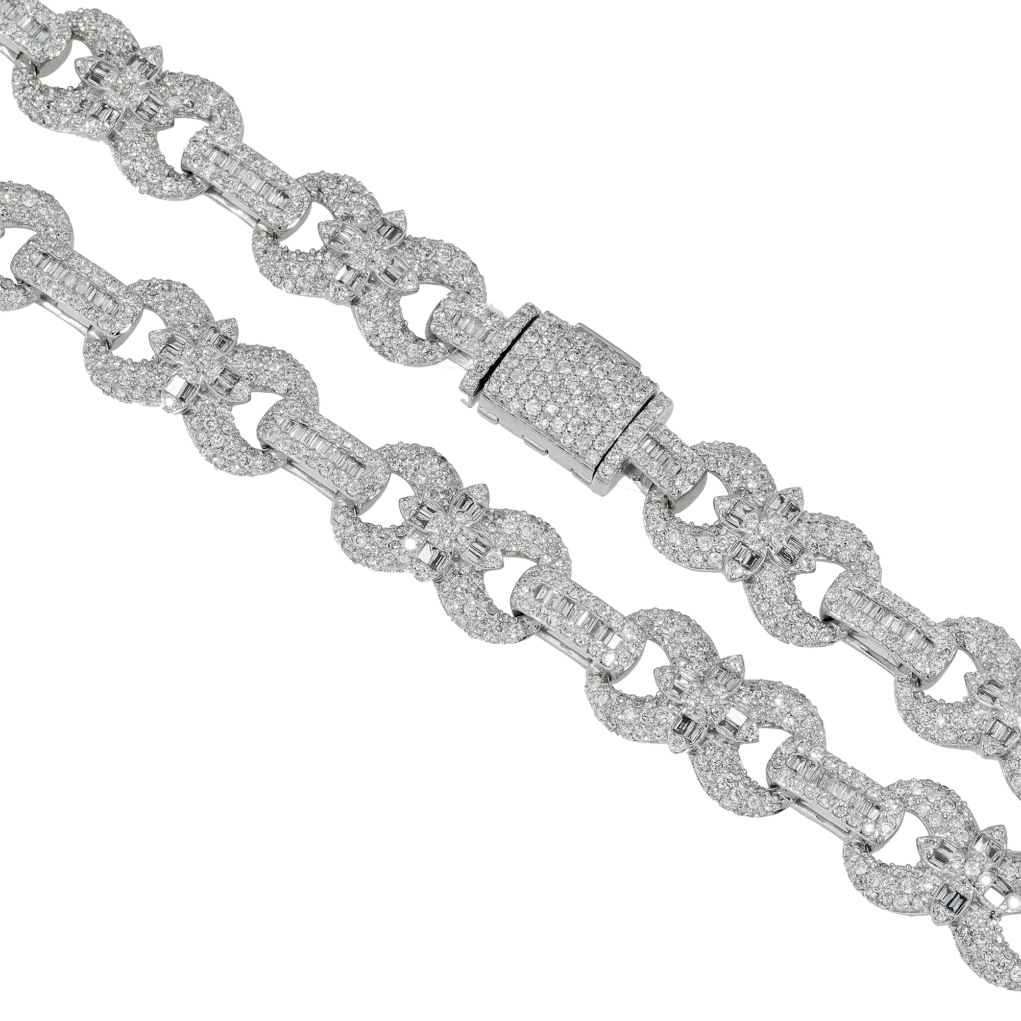 10K GOLD ROUND AND BAGUETTE DIAMOND INFINTY LINK CHAIN 16.75 CT - Image 3