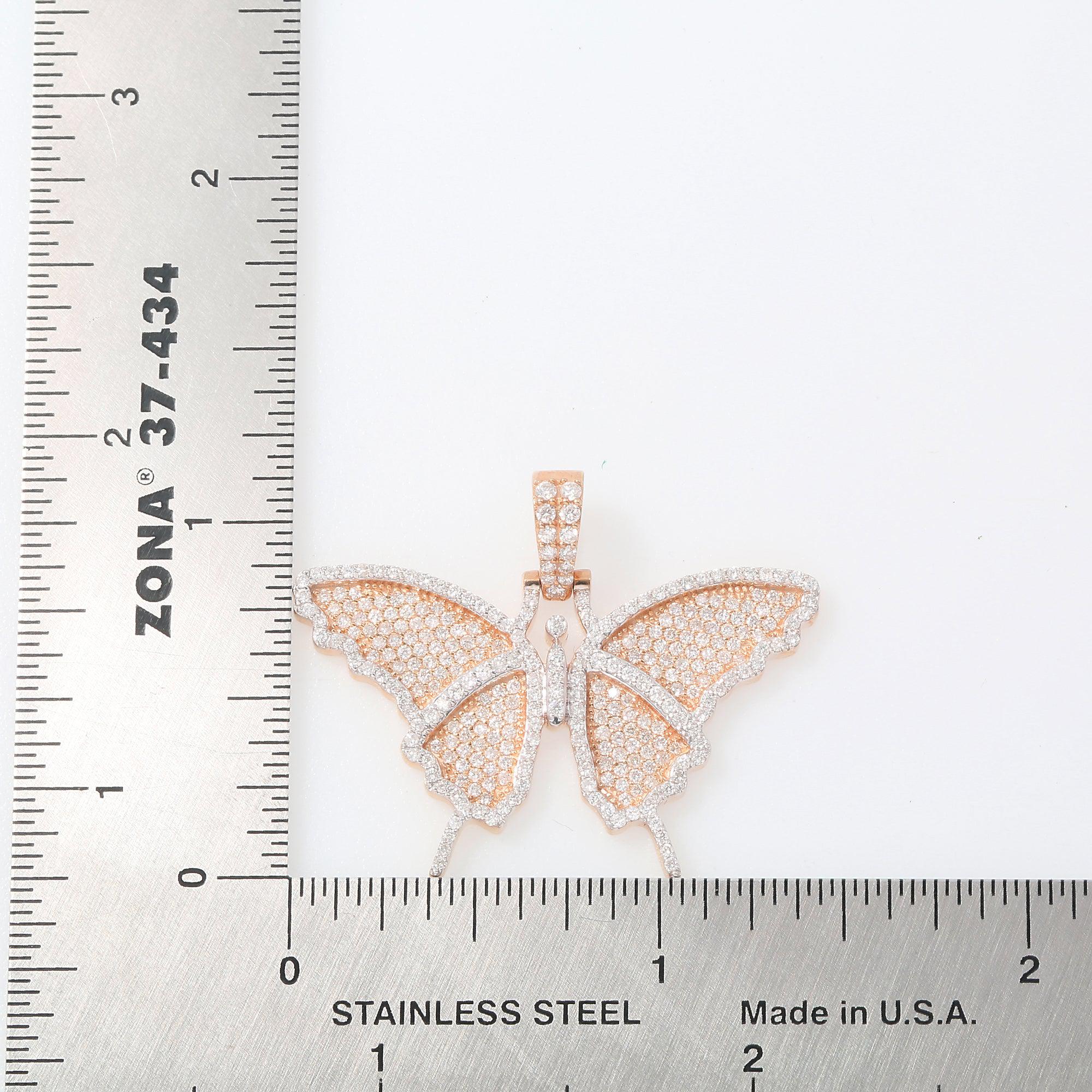 10K GOLD ROUND DIAMOND BUTTERFLY PENDANT 1.45 CT - Image 12