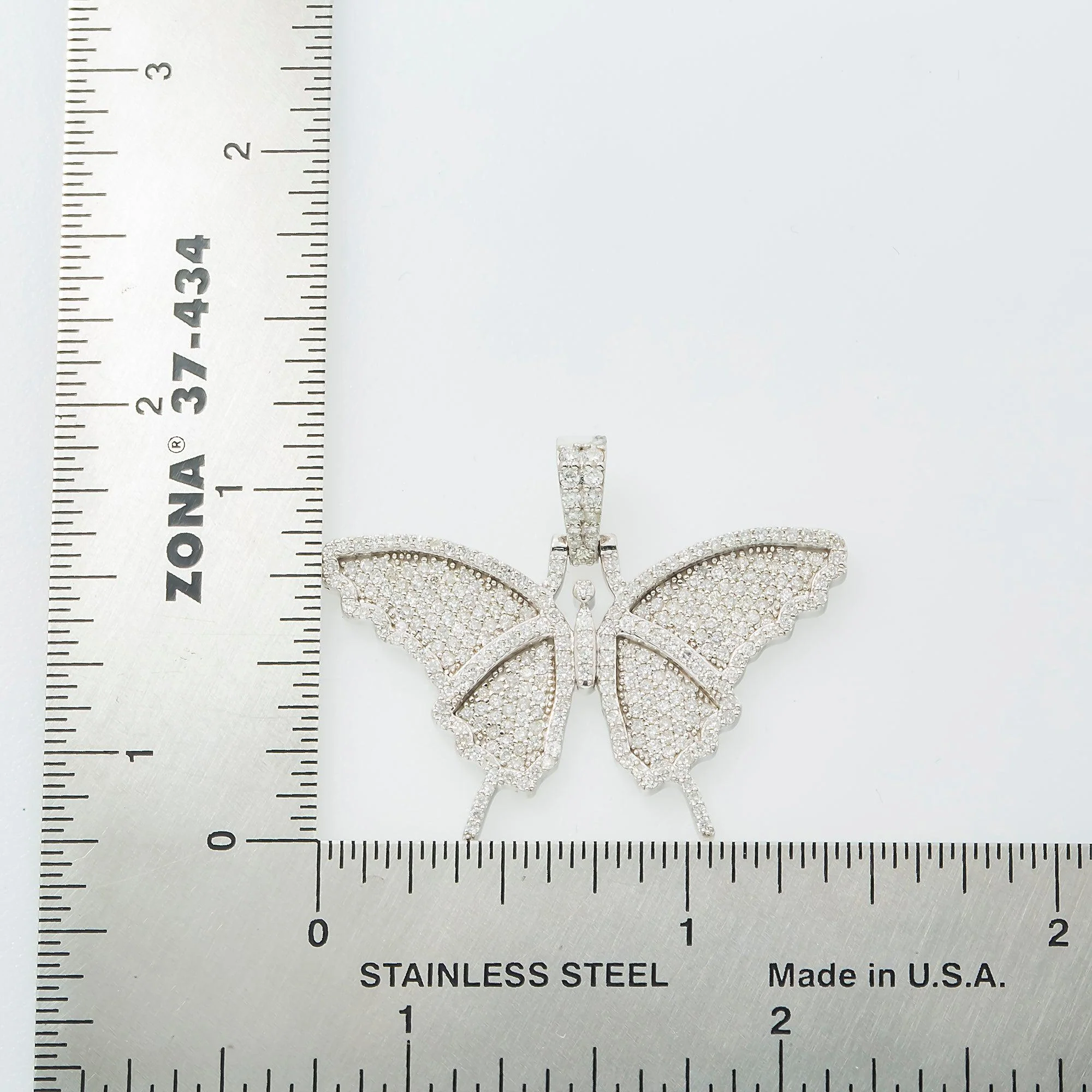 10K GOLD ROUND DIAMOND BUTTERFLY PENDANT 1.45 CT - Image 4