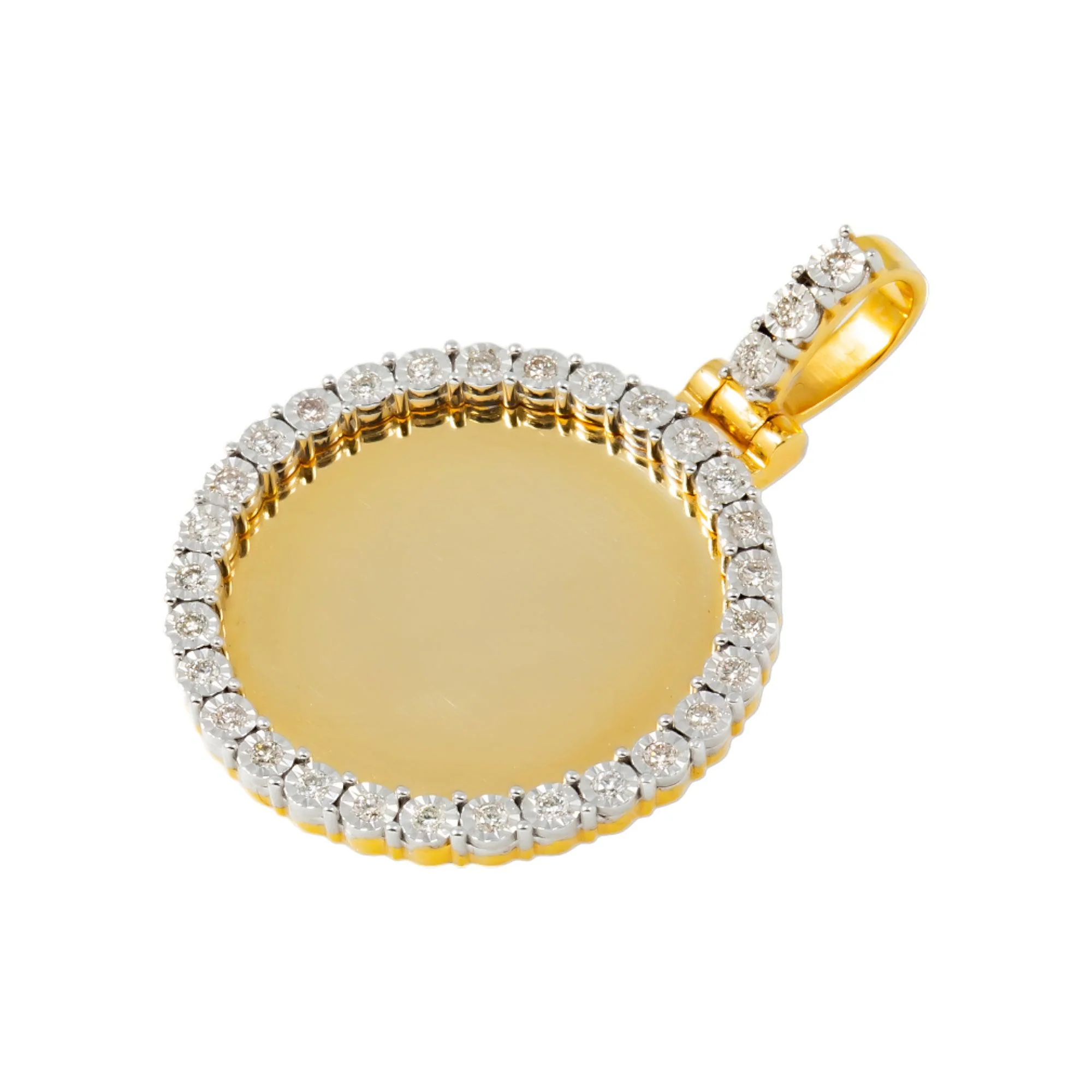 10K GOLD ROUND DIAMOND CIRCLE PICTURE PENDANT 0.31 CT - Image 3