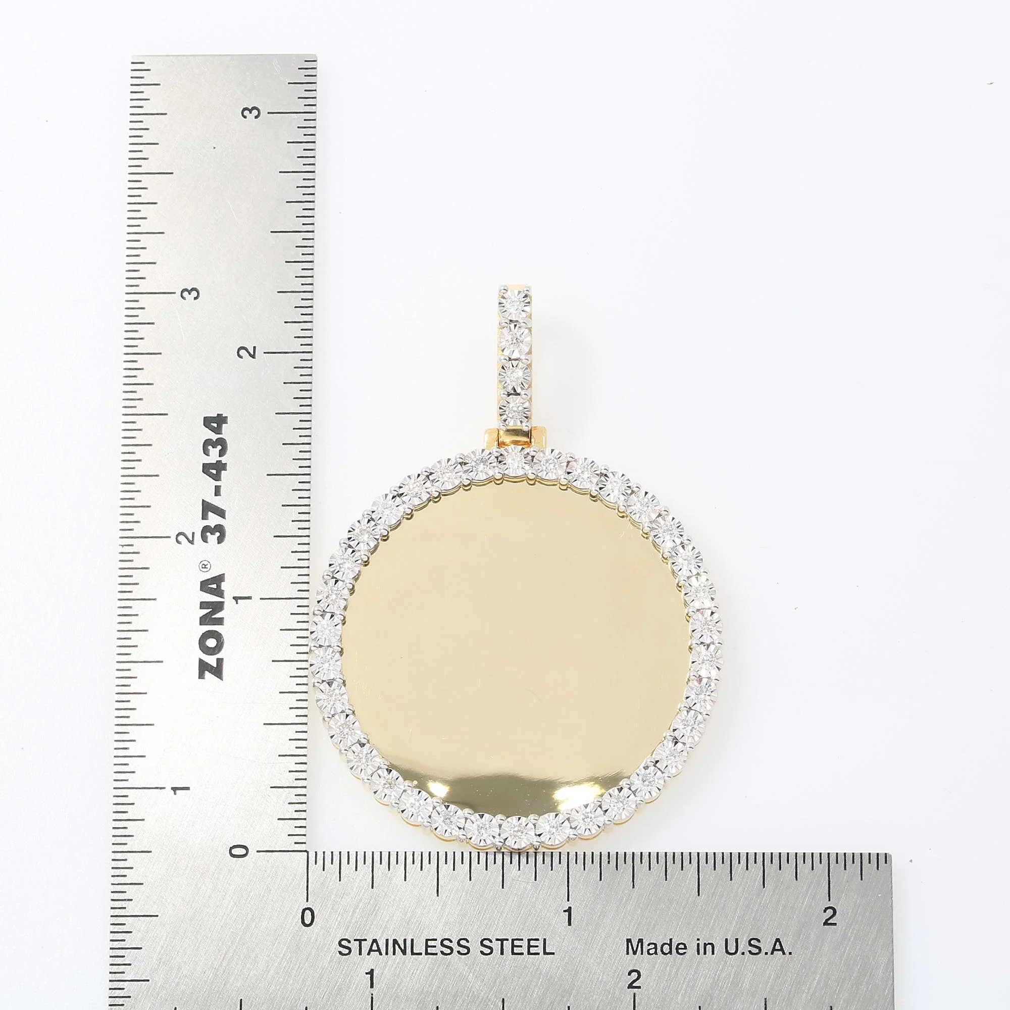 10K GOLD ROUND DIAMOND CIRCLE PICTURE PENDANT 0.96 CT - Image 4
