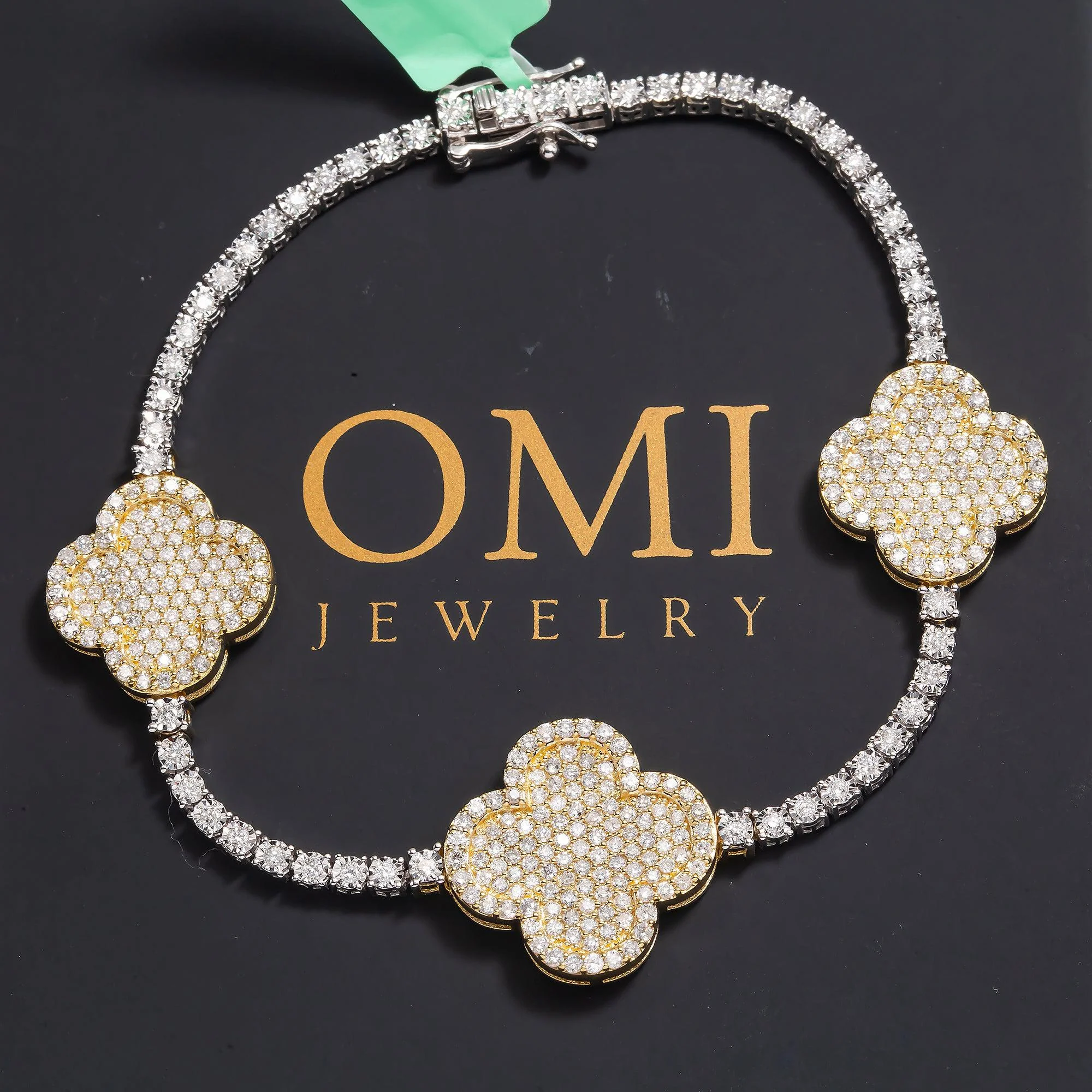10K GOLD ROUND DIAMONDS TWO TONE TENNIS BRACELET 2.75 CT - Image 6