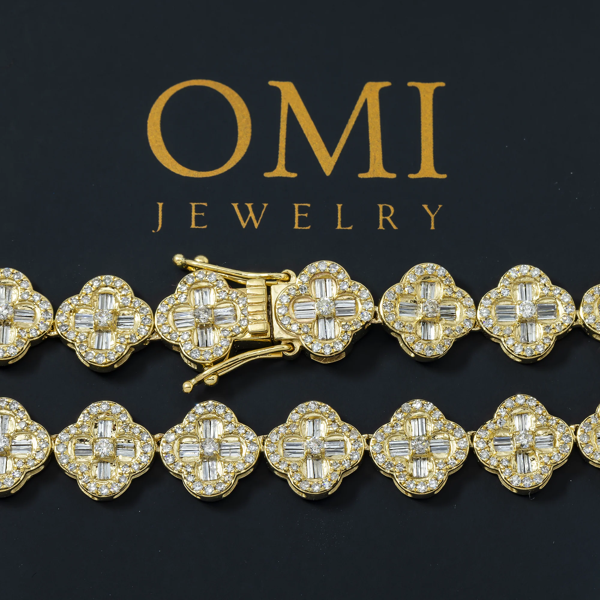 10K GOLD ROUND DIAMOND CLUSTER CLOVER CHAIN 6.90 CT - Image 7