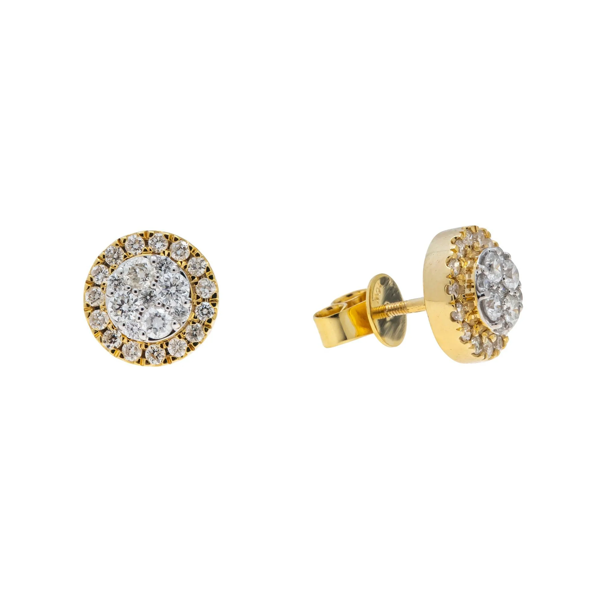 10K GOLD ROUND DIAMOND CLUSTER EARRINGS 0.93 CTW - Image 3