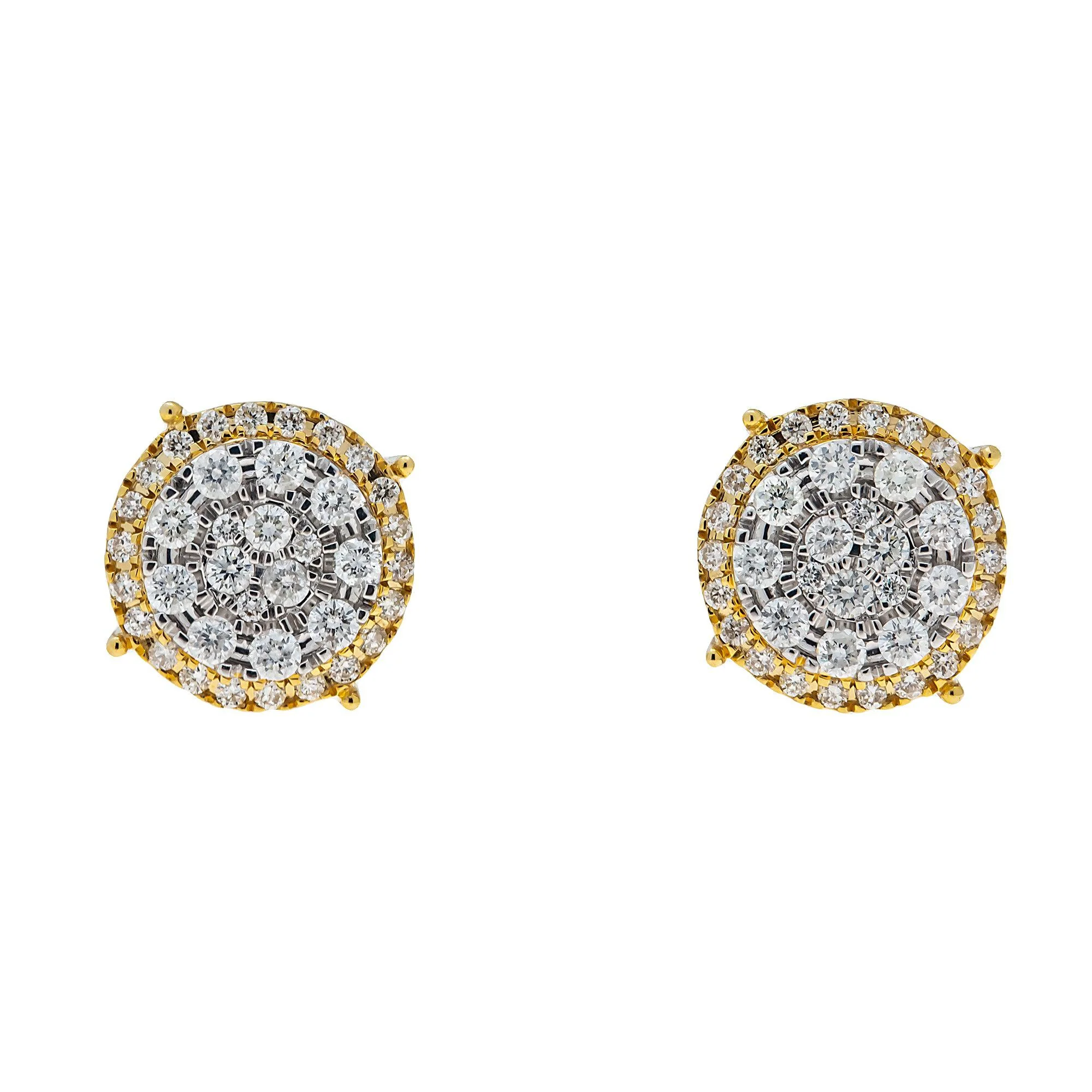 10K GOLD ROUND DIAMOND CLUSTER EARRINGS 1.19 CTW