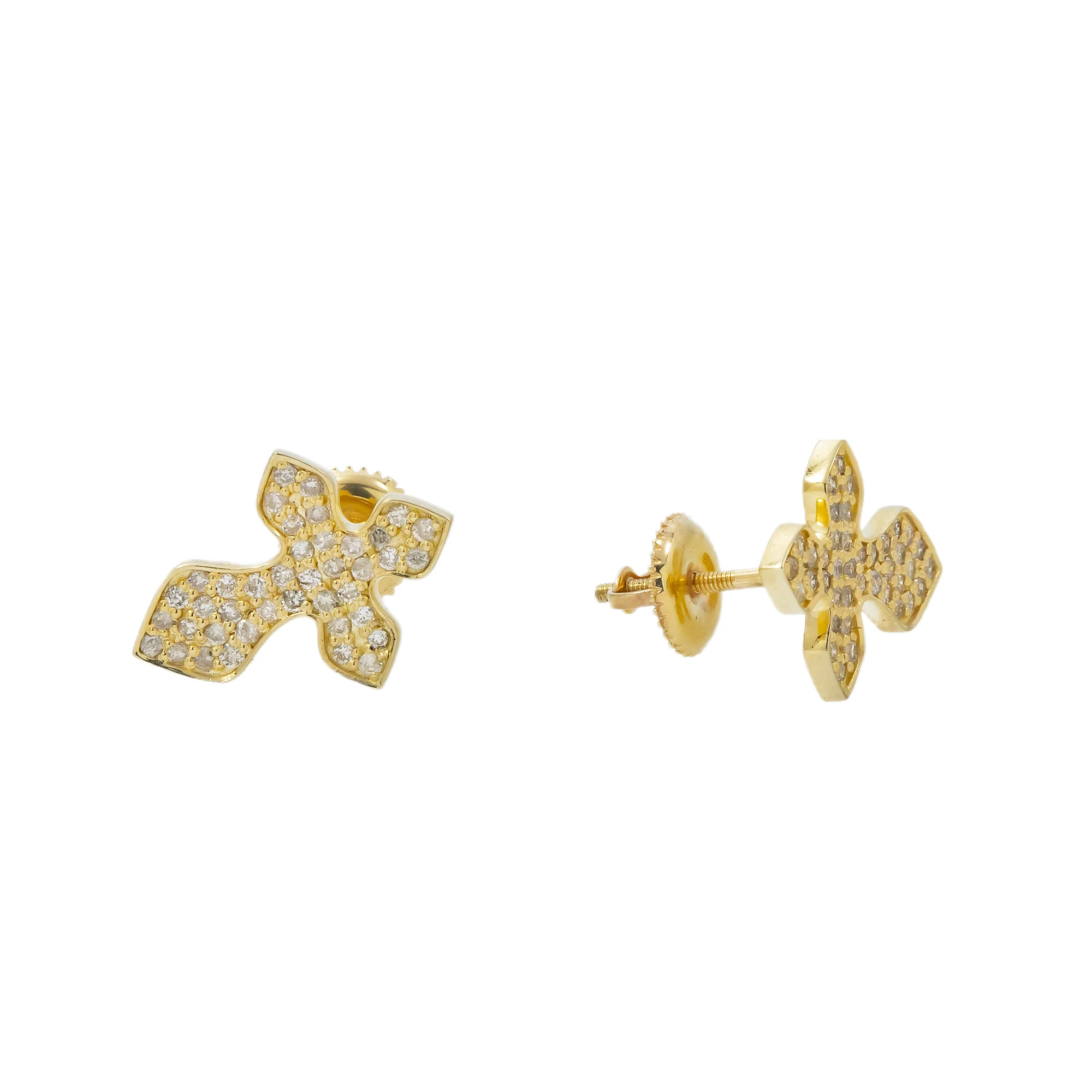 10K GOLD ROUND DIAMOND CROSS EARRINGS 0.44 CTW - Image 5