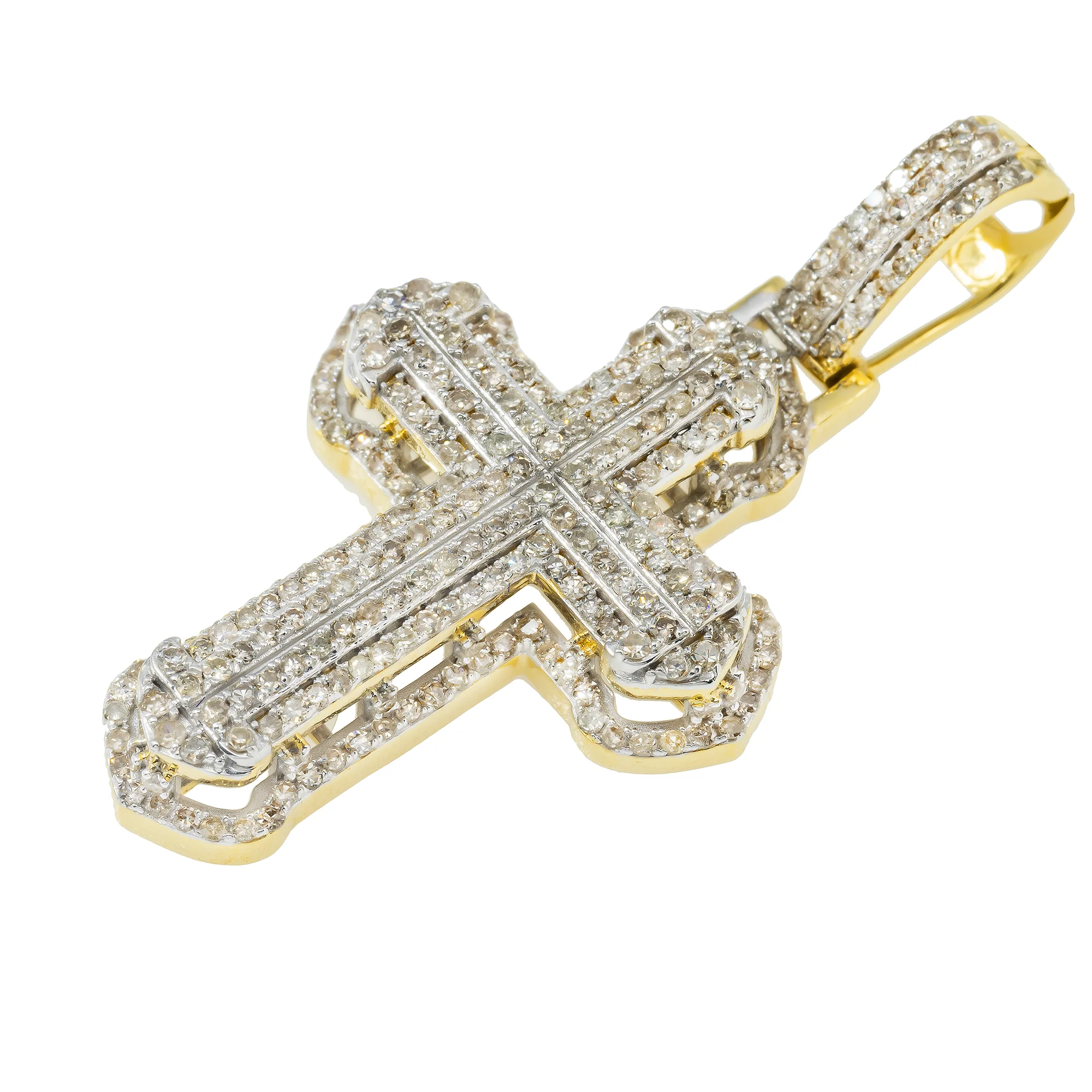14K GOLD ROUND DIAMOND CROSS PENDANT 1.33 CT - Image 3