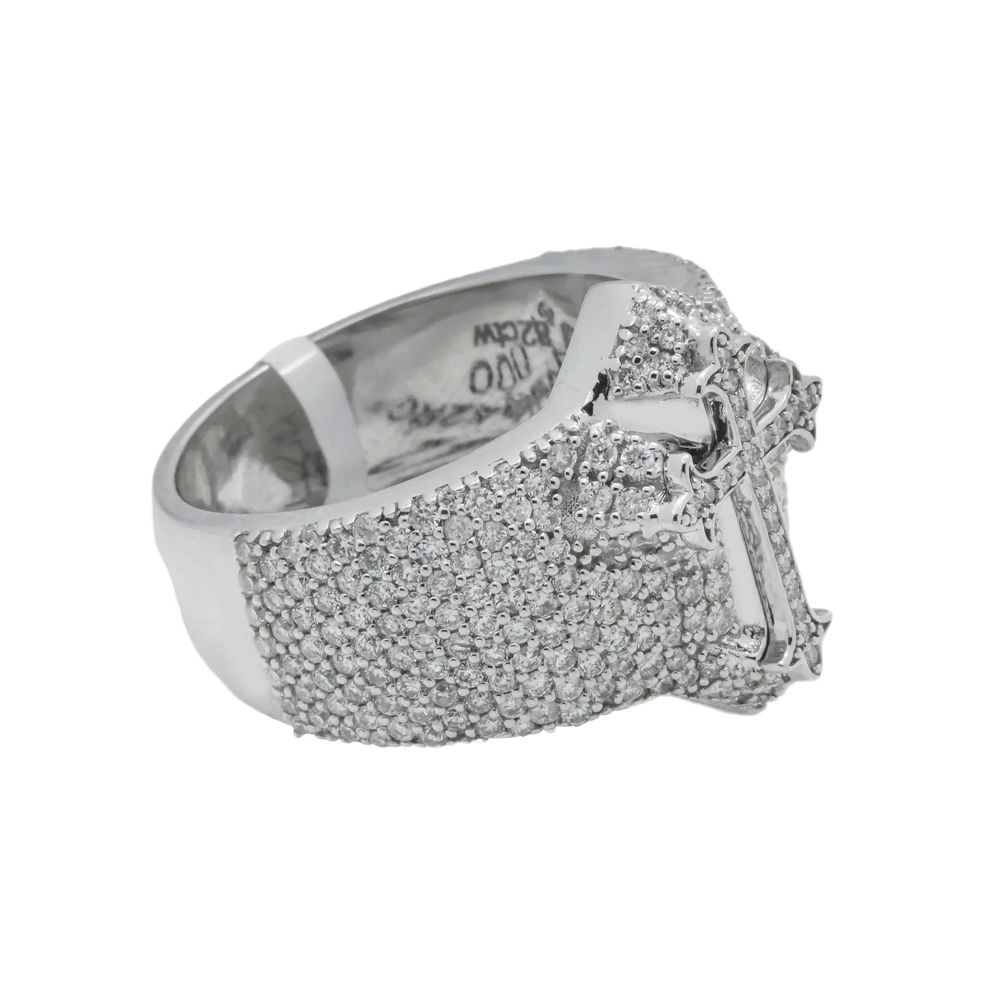 10K GOLD ROUND DIAMOND CROSS RING 1.82 CT - Image 2