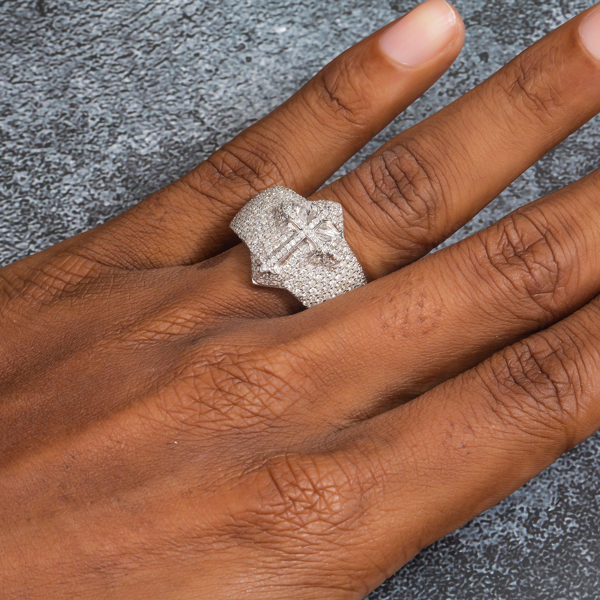 10K GOLD ROUND DIAMOND CROSS RING 1.82 CT - Image 3