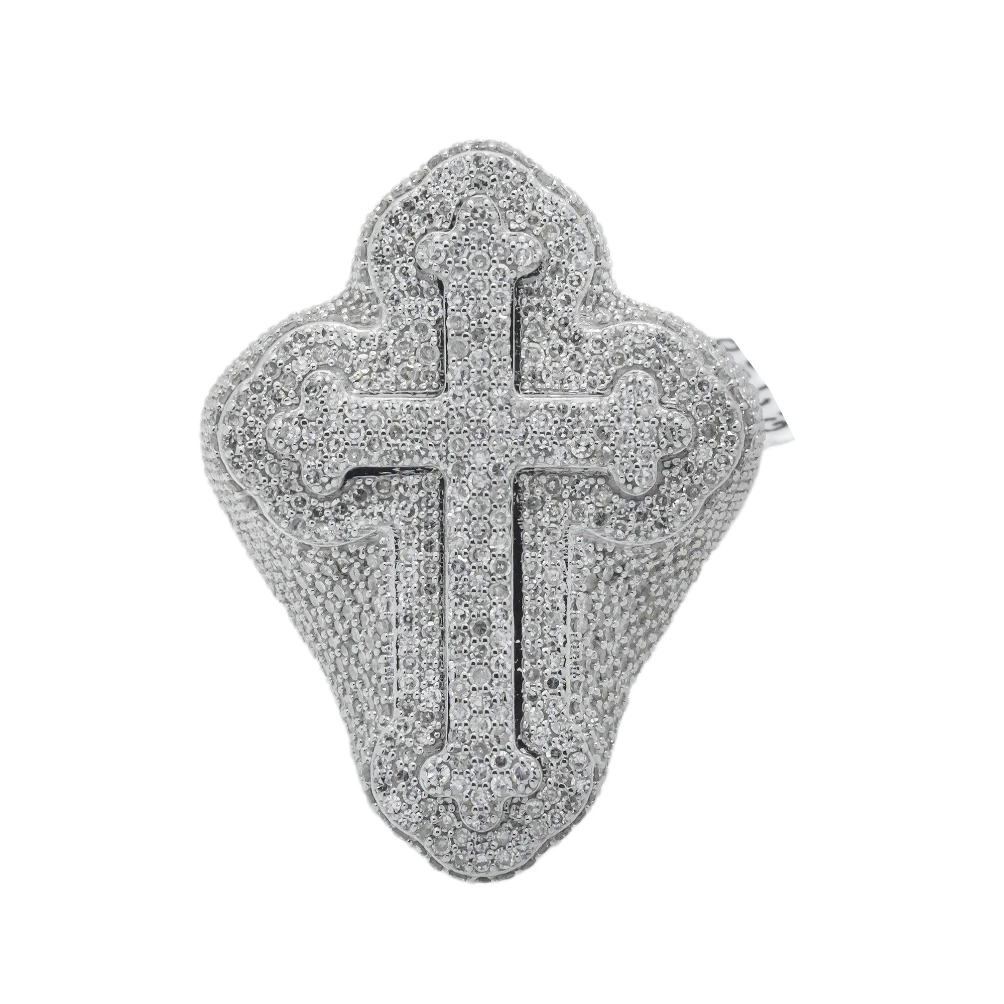 10K GOLD ROUND DIAMOND CROSS RING 2.71 CT