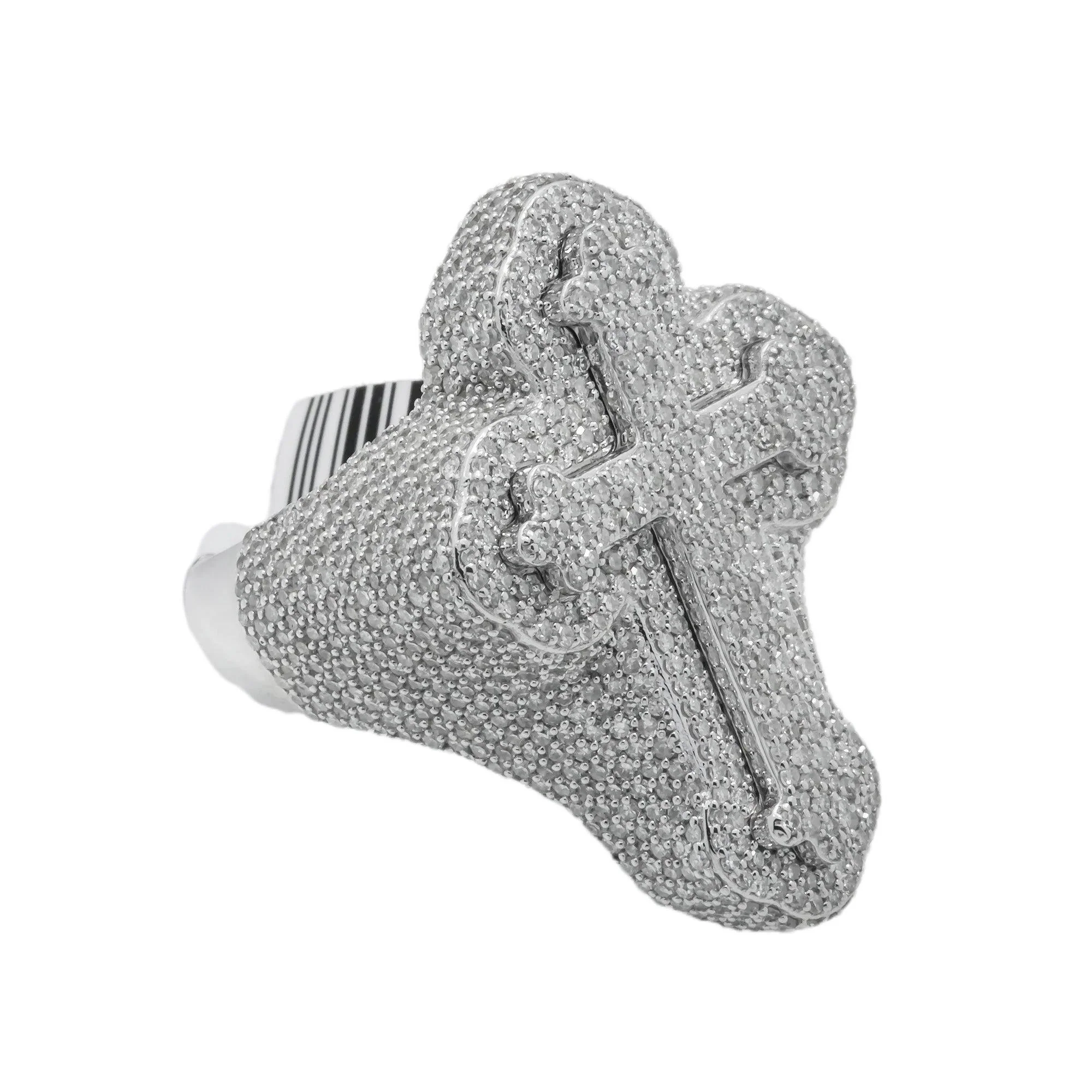 10K GOLD ROUND DIAMOND CROSS RING 2.71 CT - Image 2