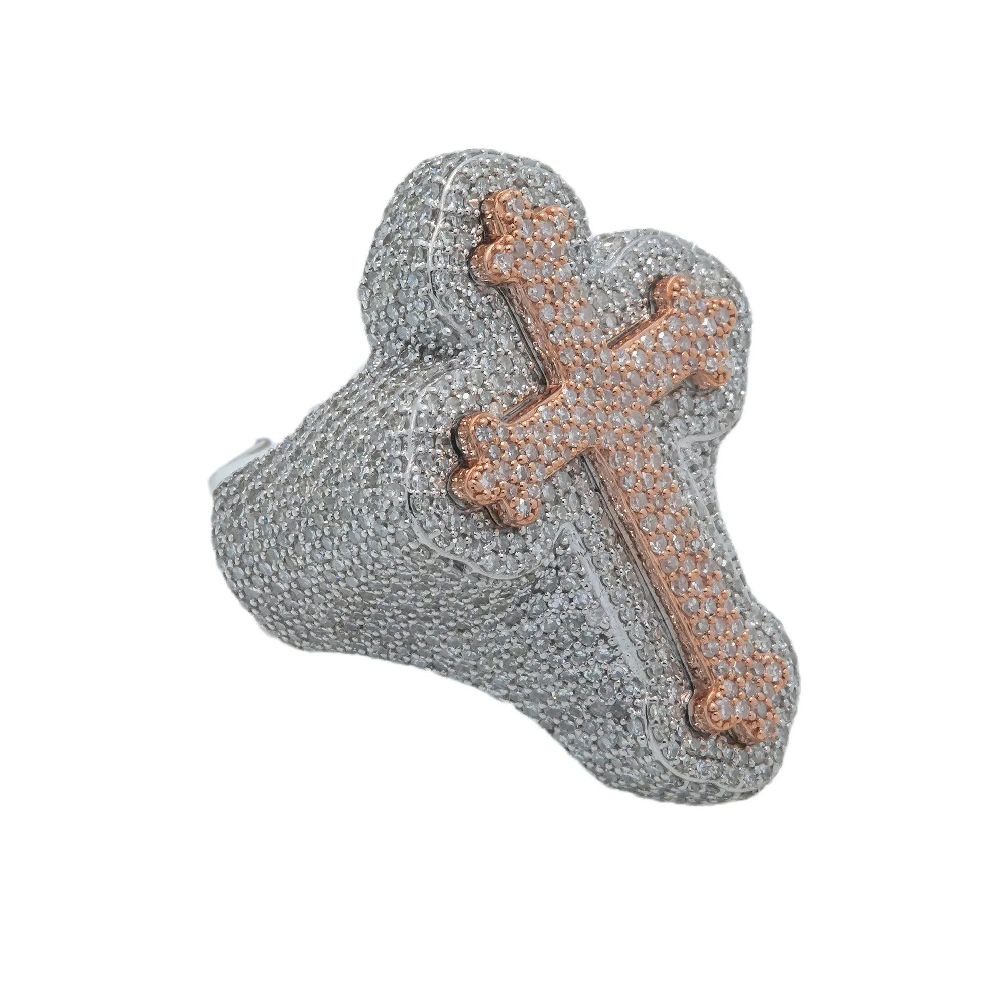 10K GOLD ROUND DIAMOND CROSS RING 2.71 CT - Image 6