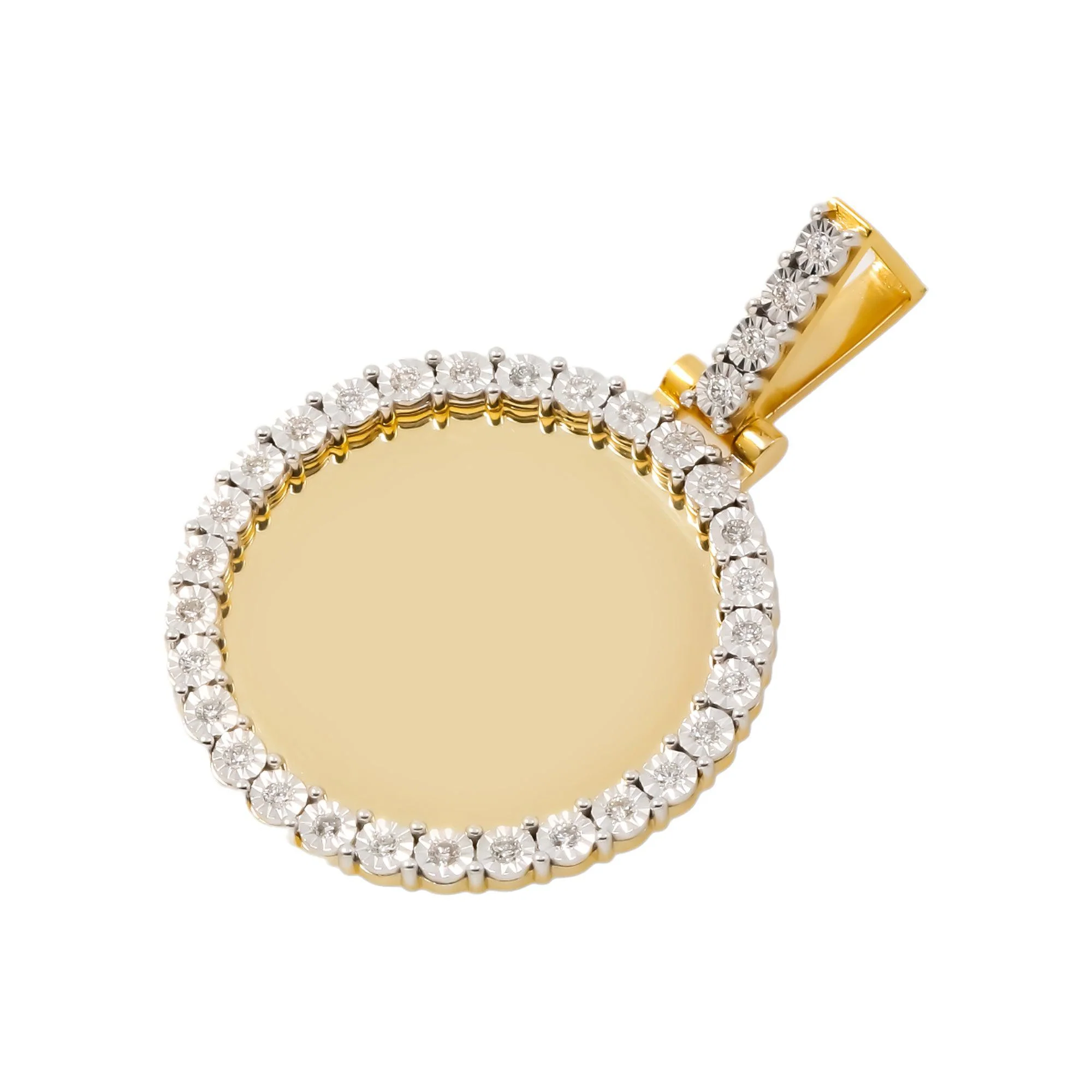 10K GOLD ROUND DIAMOND CUT CIRCLE PICTURE PENDANT 0.56 CT - Image 3