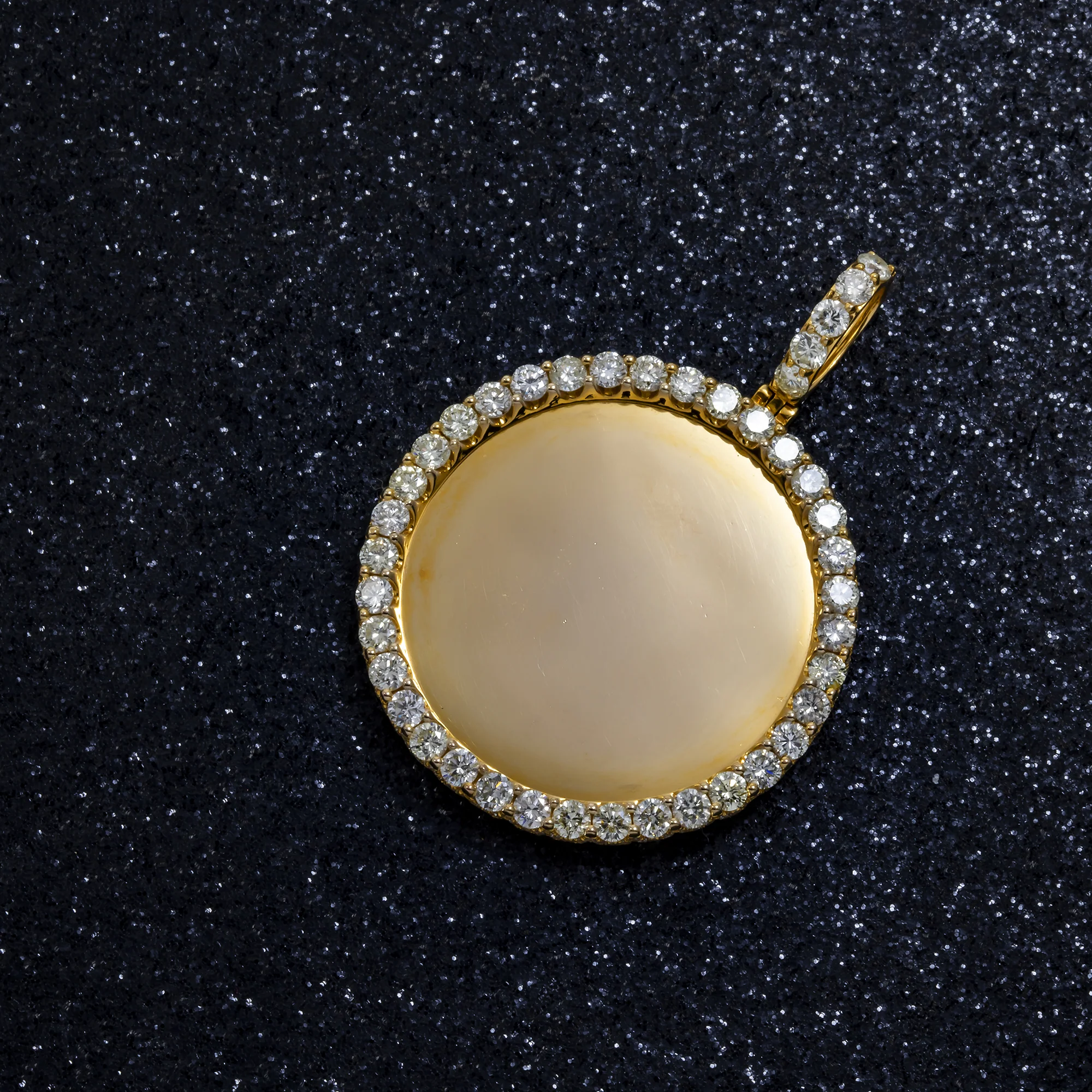 10K GOLD ROUND DIAMOND CIRCLE PICTURE PENDANT 3.40 CT - Image 2