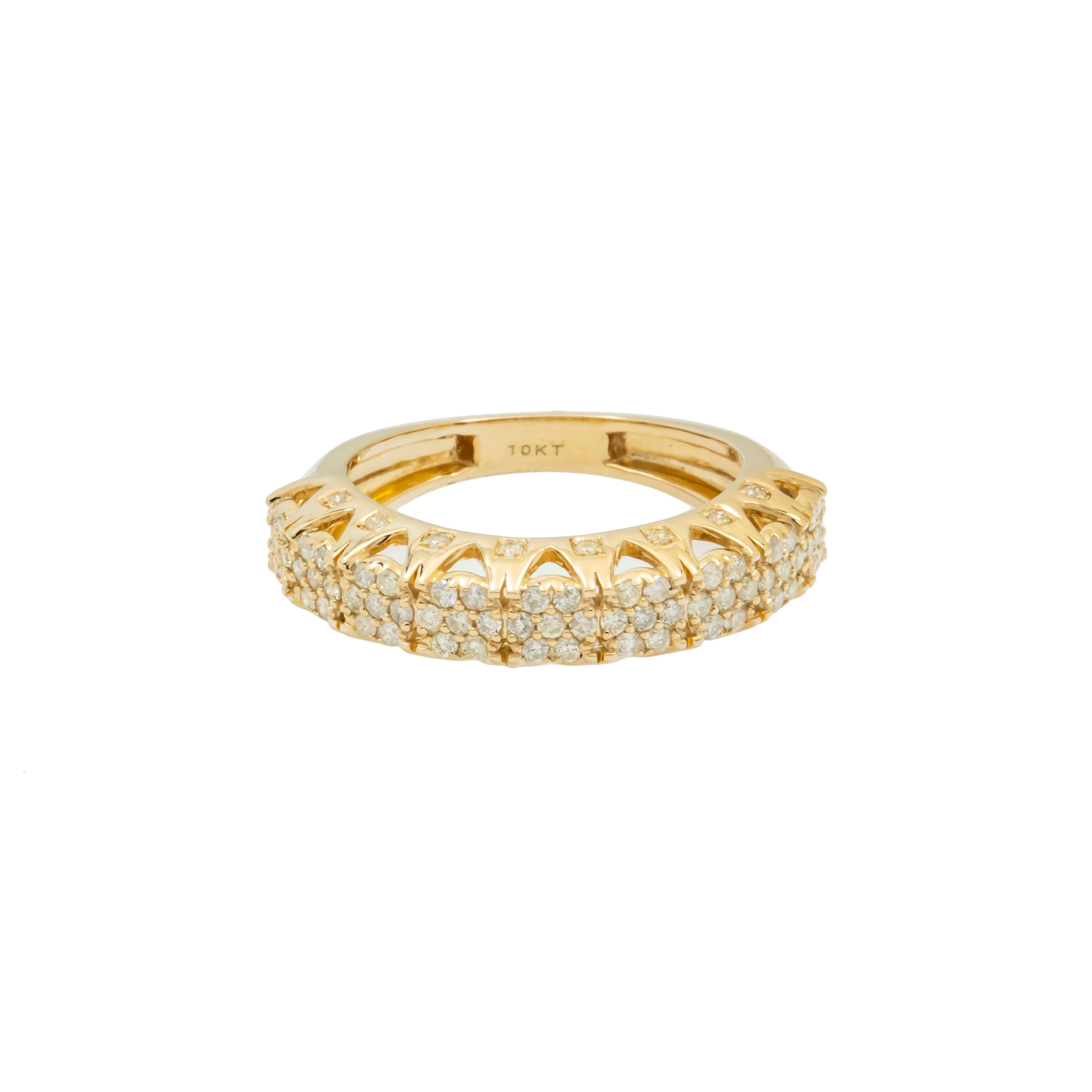 10K GOLD ROUND DIAMOND HALF ETERNITY BAND RING 0.99 CT - Image 5