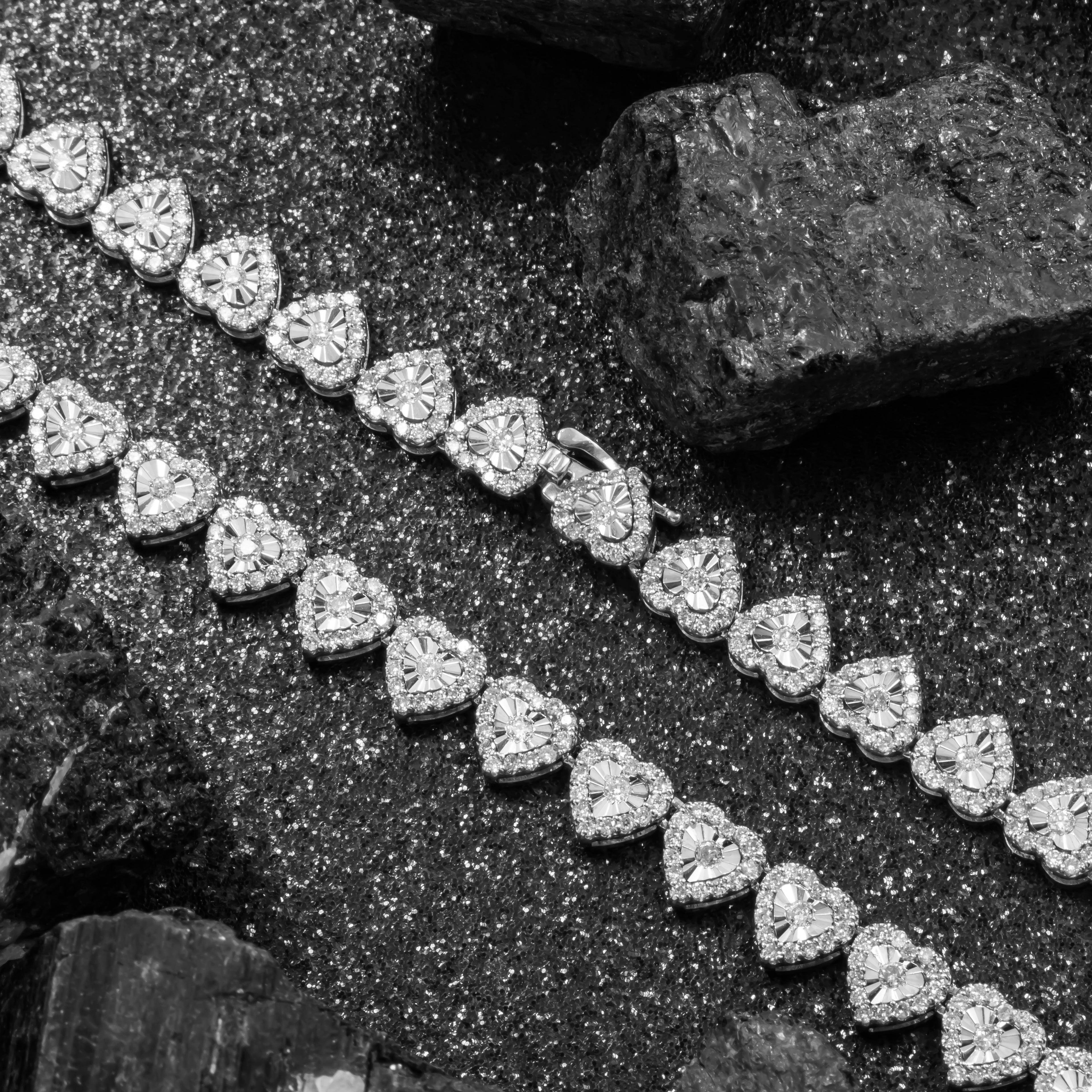 10K GOLD ROUND DIAMOND HEART CHAIN 7.00 CT - Image 4