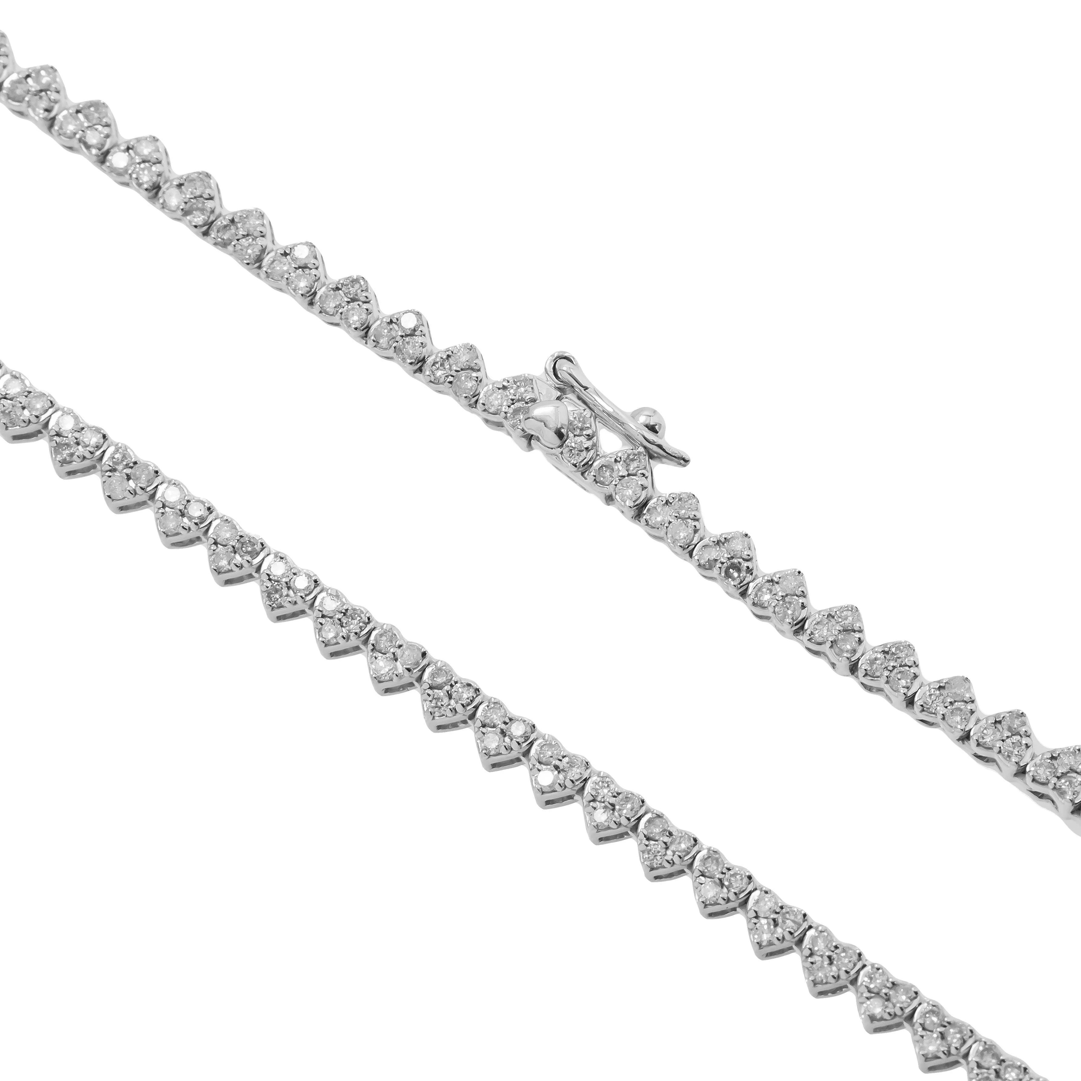 10K GOLD ROUND DIAMOND HEART SHAPE TENNIS CHAIN 3.09 CT - Image 3