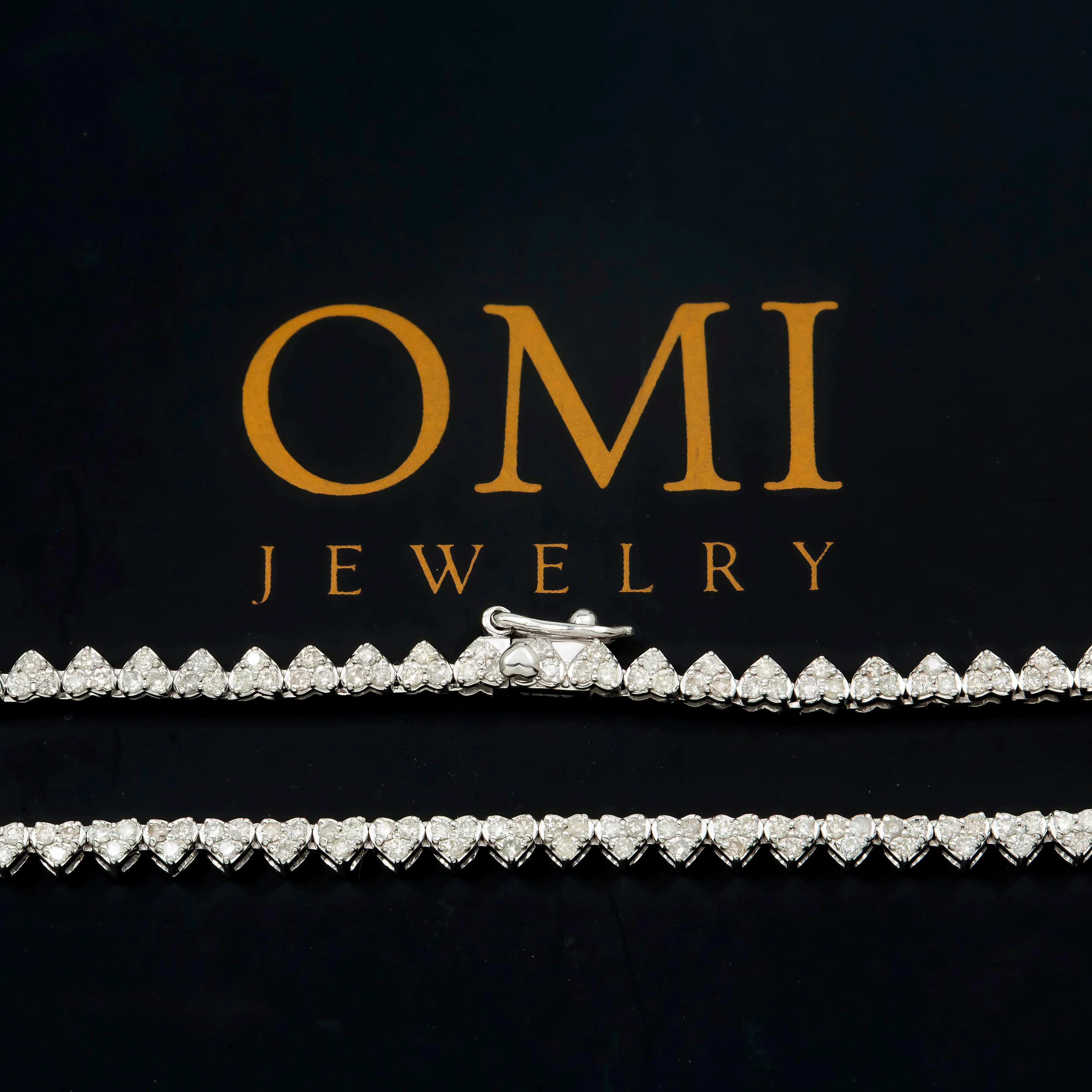 10K GOLD ROUND DIAMOND HEART SHAPE TENNIS CHAIN 3.09 CT - Image 4