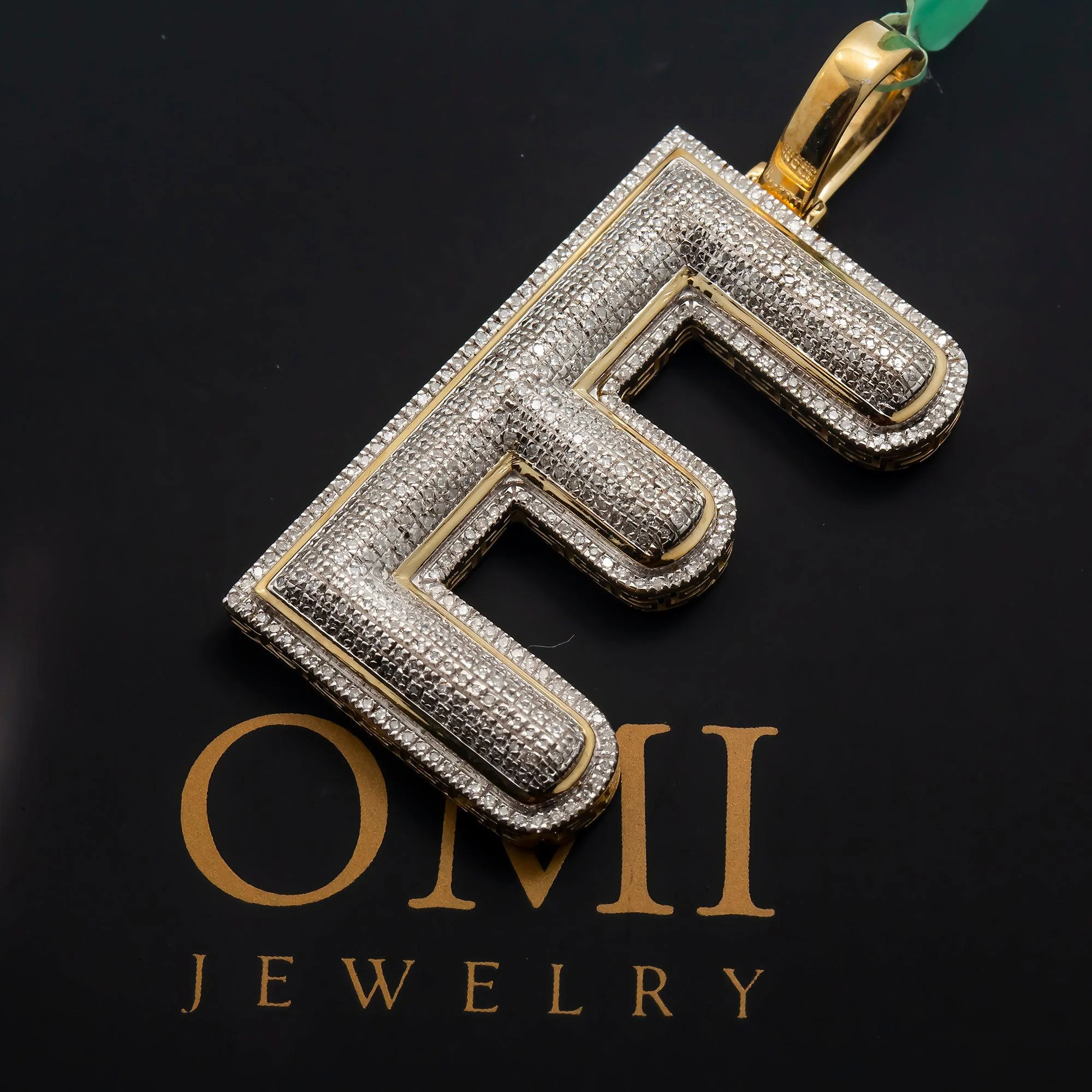 10K GOLD ROUND DIAMOND INITIAL E PENDANT 0.85 CT - Image 2