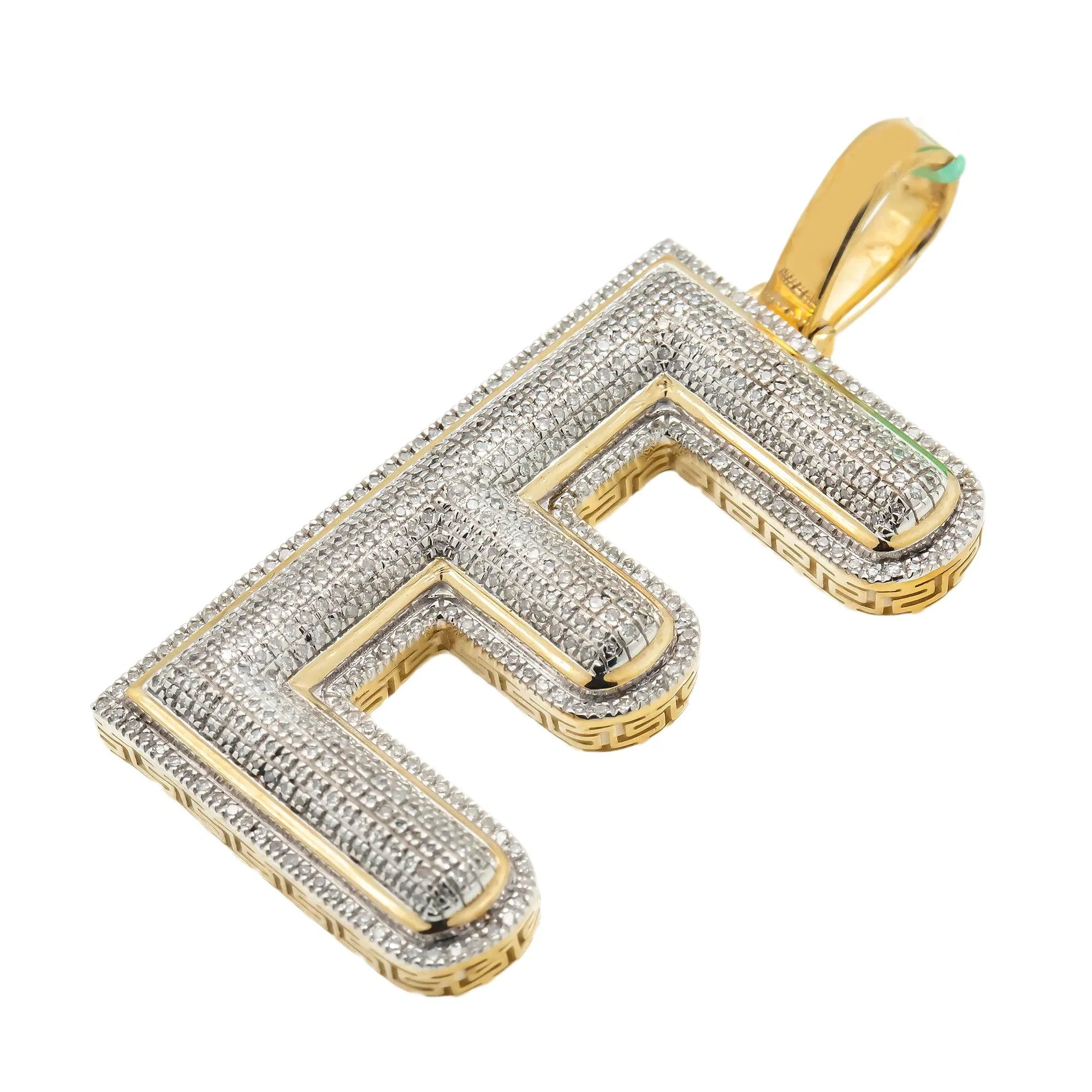 10K GOLD ROUND DIAMOND INITIAL E PENDANT 0.85 CT - Image 3