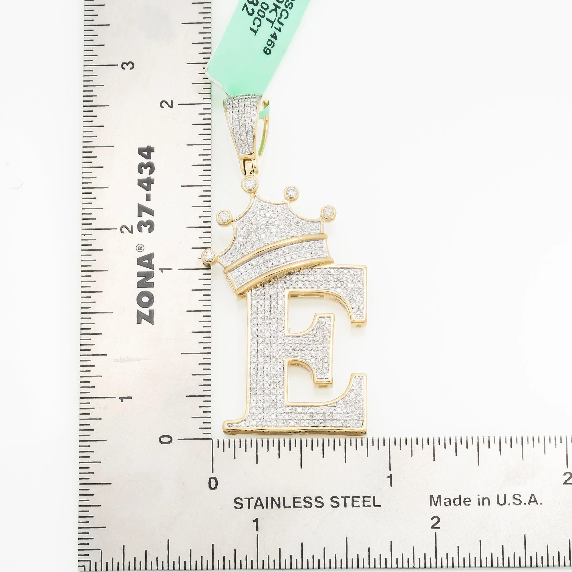 10K GOLD ROUND DIAMOND INITIAL E WITH CROWN PENDANT 1.00 CT - Image 4