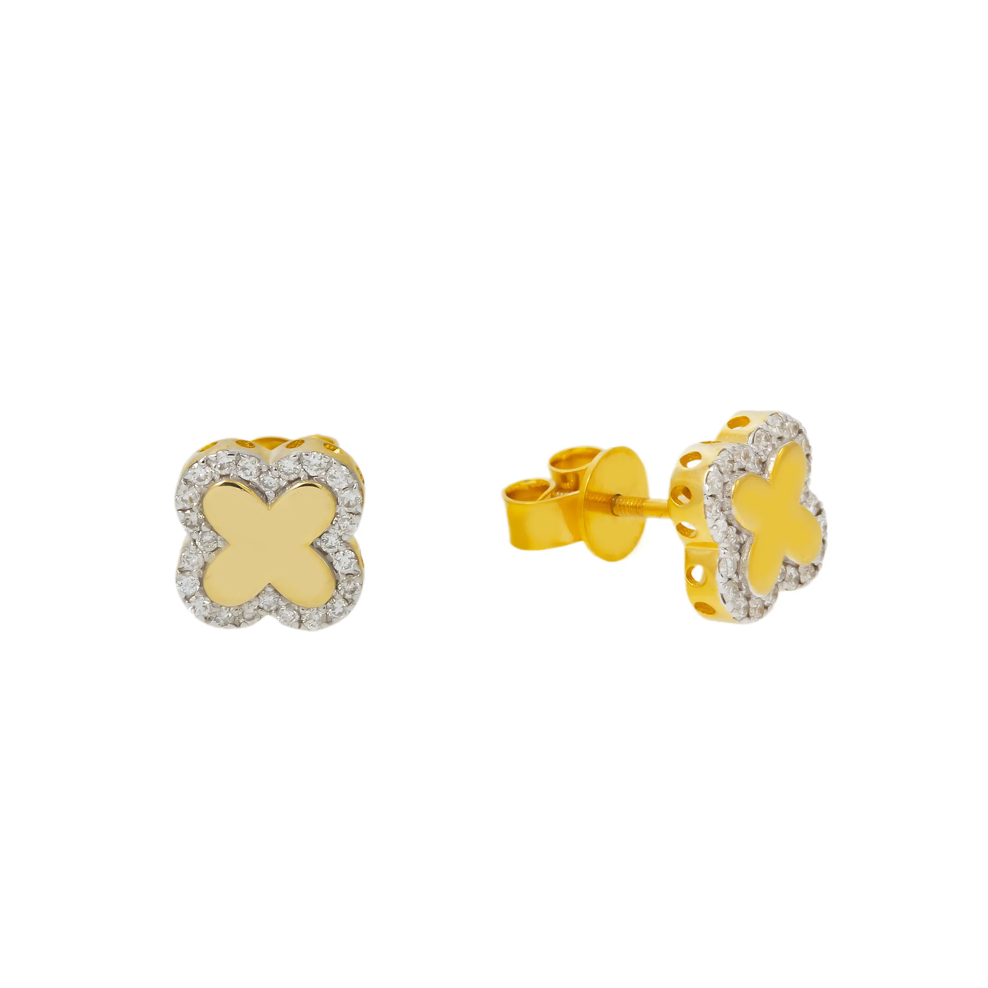 10K GOLD ROUND DIAMOND LETTER X SHAPE EARRINGS 0.27 CTW - Image 5