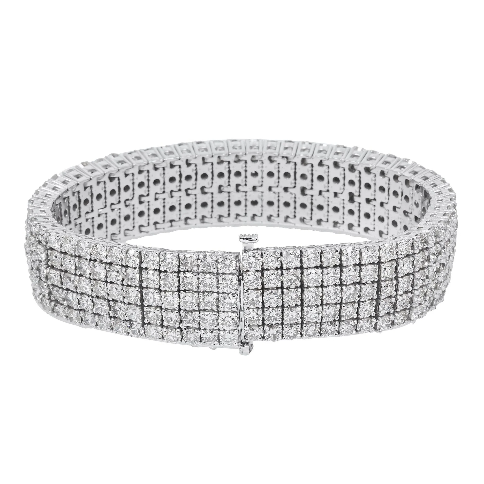 18K GOLD ROUND DIAMOND MULTI-ROW TENNIS BRACELET - Image 3