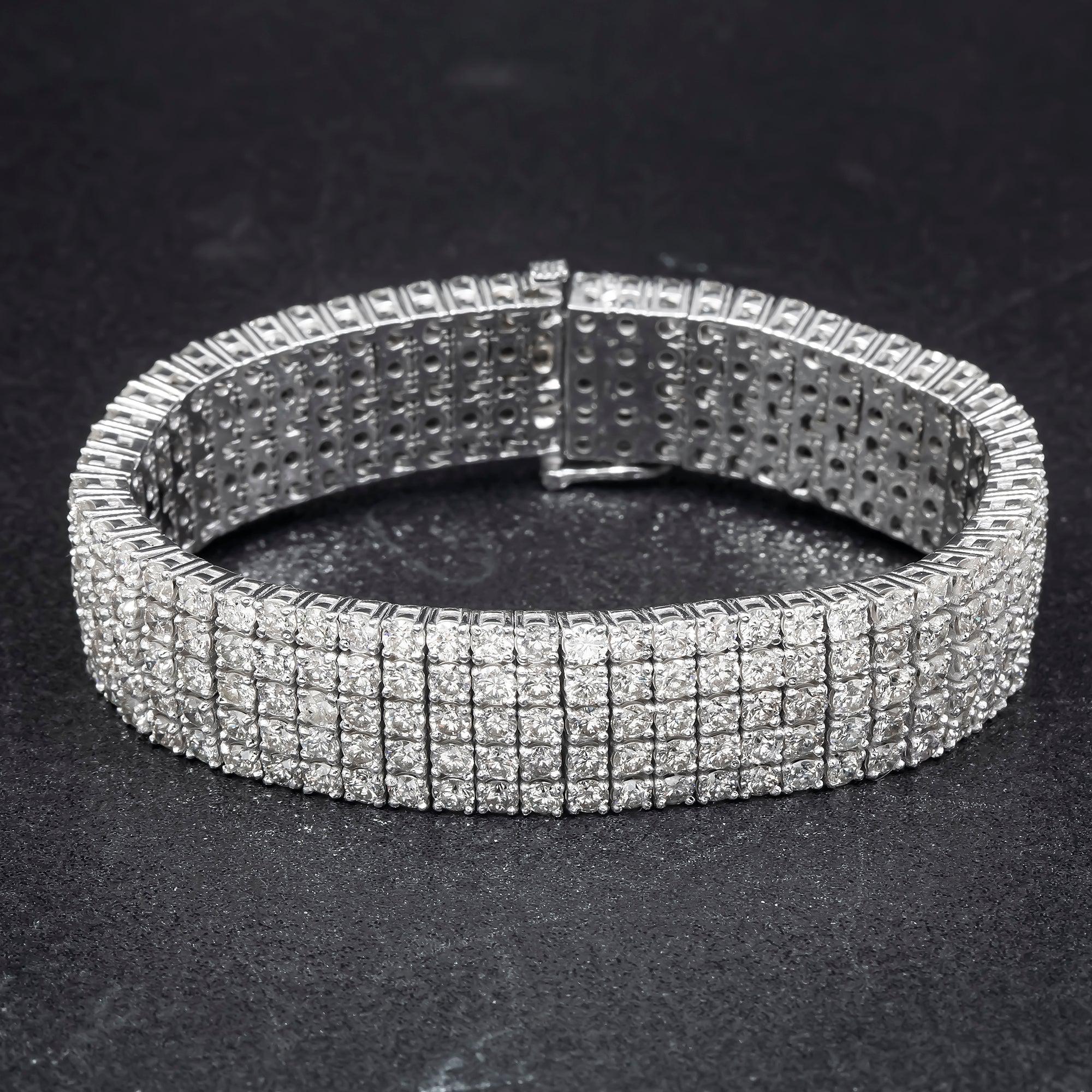 18K GOLD ROUND DIAMOND MULTI-ROW TENNIS BRACELET - Image 4