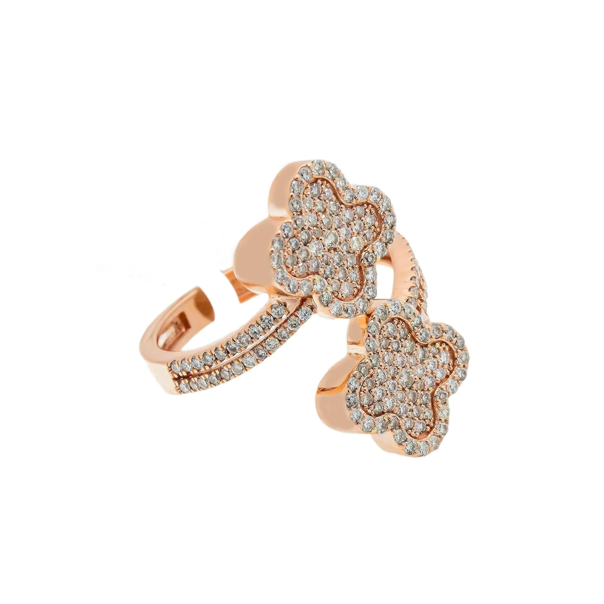10K GOLD ROUND DIAMOND OPEN DOUBLE CLOVER RING 0.88 CT - Image 11